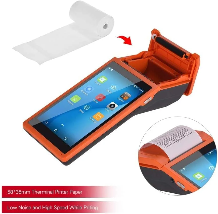 پایانه POS اندرویدی دستی NETUM با چاپگر رسید، جمع‌آوری کننده داده، اسکنر بارکد قابل حمل، بلوتوث، USB، WiFi BT4.0 به همراه رول کاغذ 58 * 35