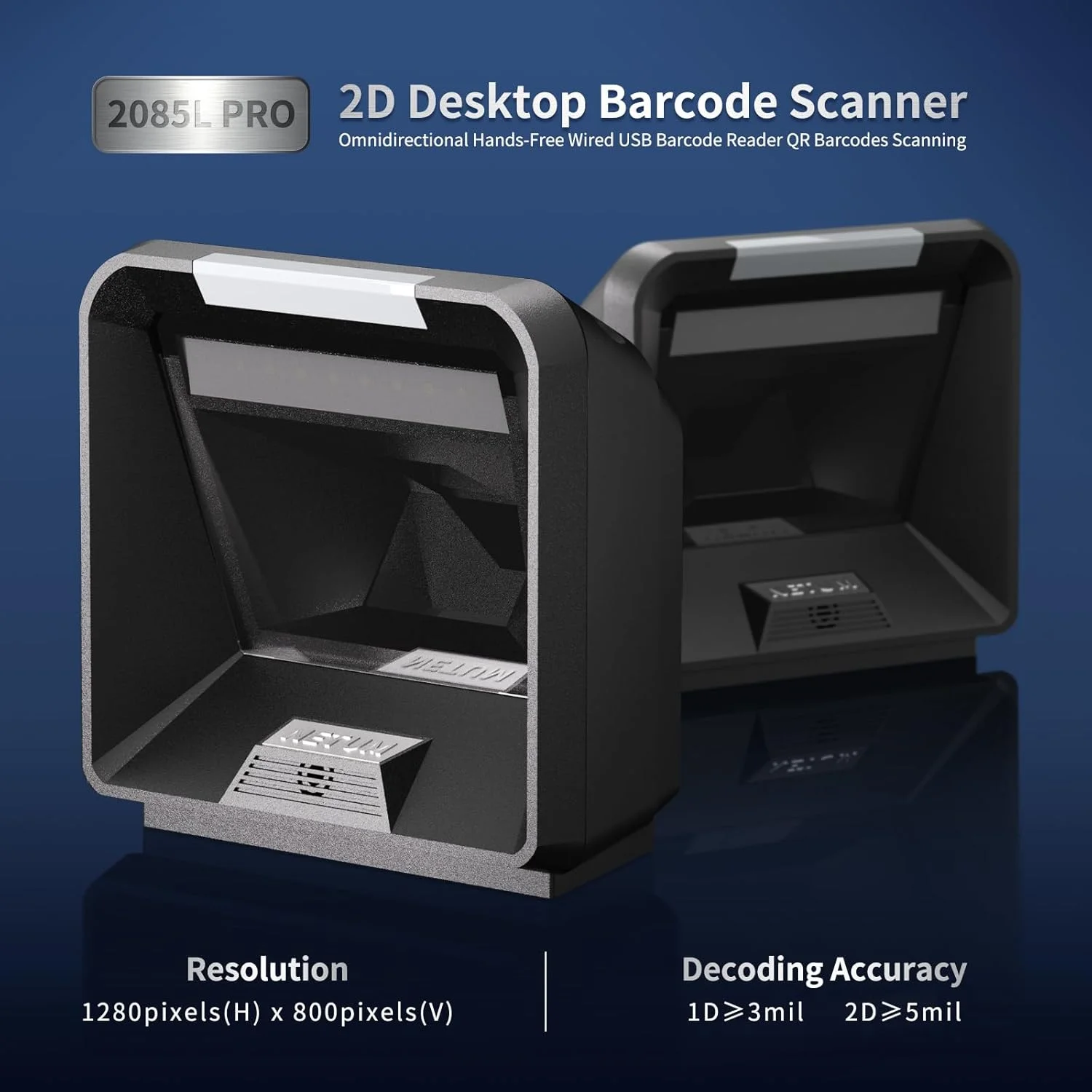اسکنر بارکد رومیزی دو بعدی چند جهته NETUM، بارکد خوان سیمی USB بدون دست 1D 2D QR PDF417 با حسگر مگاپیکسلی با وضوح بالا برای POS خرده فروشی
