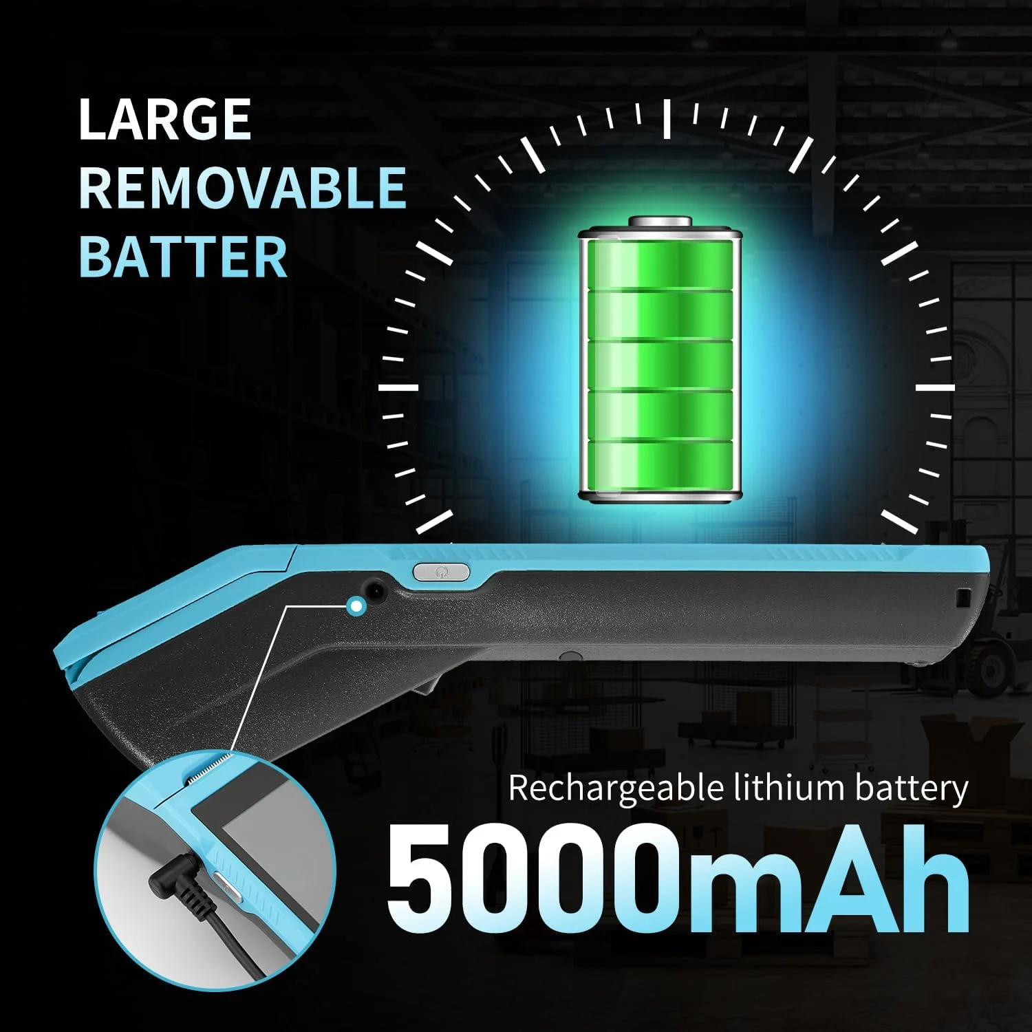 پایانه POS اندرویدی دستی NETUM با چاپگر رسید، جمع‌آوری کننده داده، اسکنر بارکد قابل حمل، بلوتوث USB WiFi BT4.0 آبی (شامل رول کاغذ 58 * 35)