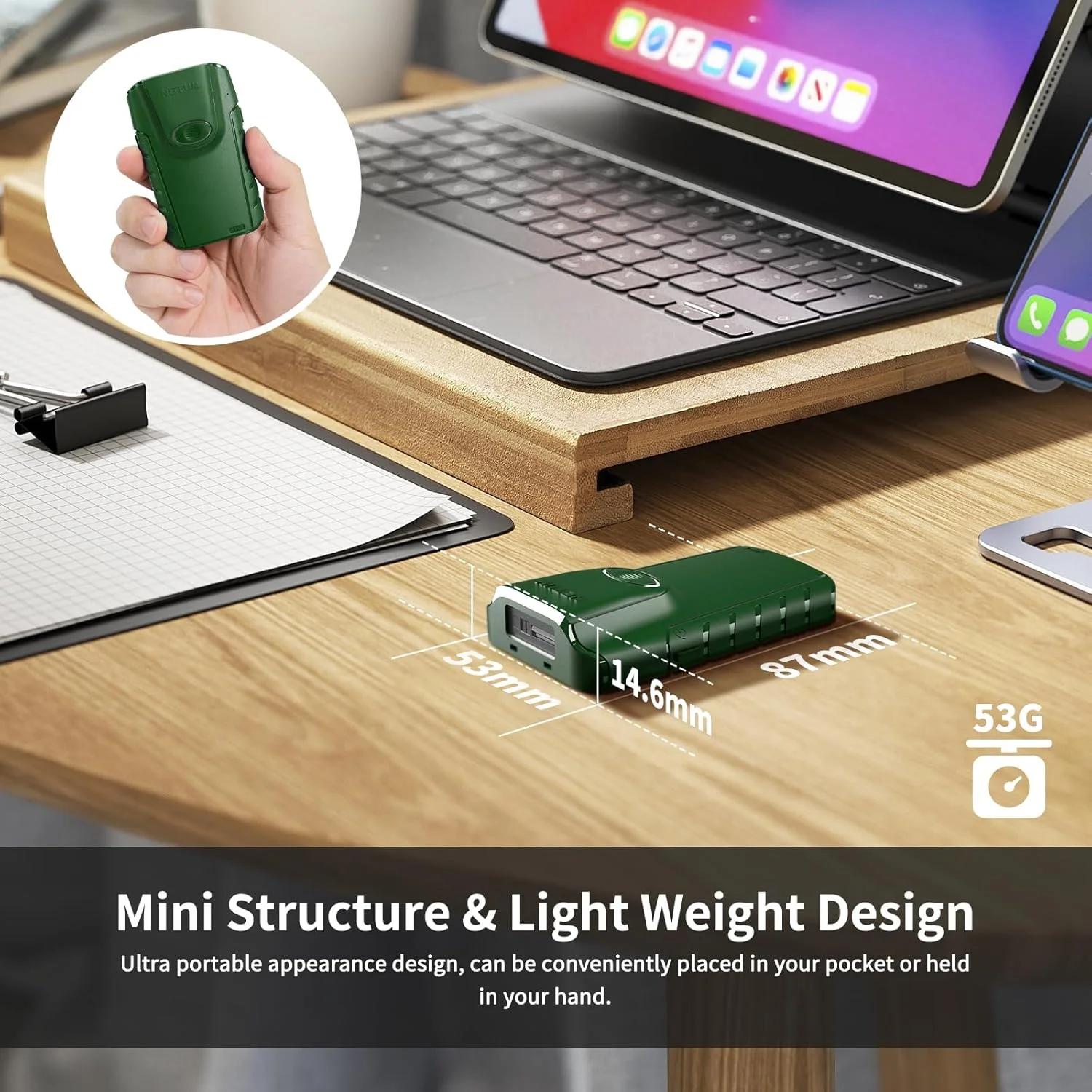 اسکنر بارکد بلوتوثی NETUM، بارکد خوان CCD کوچک قابل حمل 3 در 1، اسکنر بی سیم اتوماتیک با گیره پشتی، سازگار با تبلت iOS Android Windows MacOS برای انبارداری POS (1D - E740)