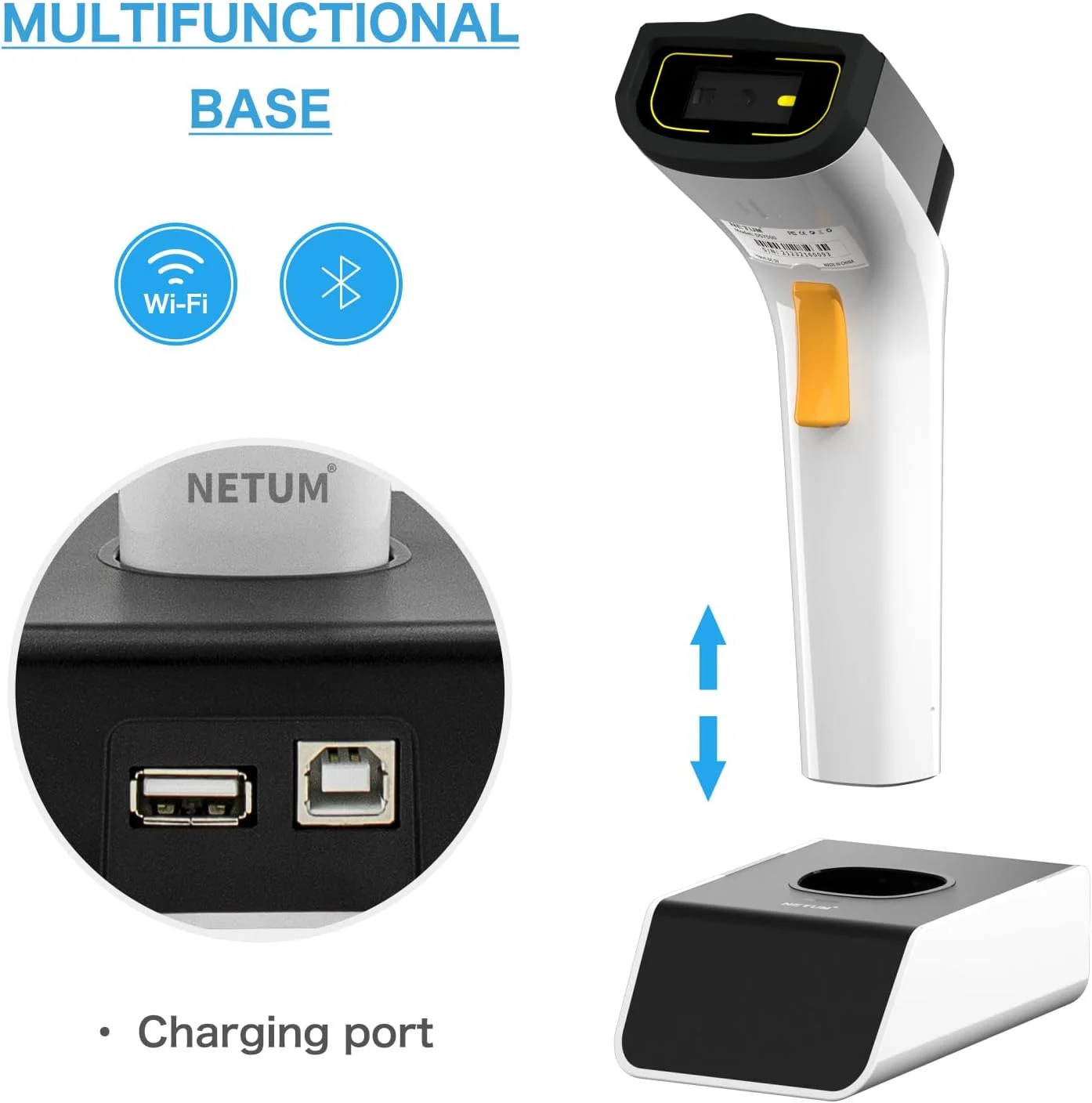 اسکنر بارکد دوبعدی وای فای بی سیم NETUM با قابلیت اتصال به پروتکل های شبکه TCP UDP، بارکد خوان 1D 2D QR pdf417 با قابلیت حسگر خودکار و بدون نیاز به دست، مناسب برای انبارداری و صنعت POS - مدل DS2800 اسکنر بارکد دوبعدی وای فای بی سیم NETUM با قابلیت اتصال به پروتکل های شبکه TCP UDP، بارکد خوان 1D 2D QR pdf417 با قابلیت حسگر خودکار و بدون نیاز به دست، مناسب برای انبارداری و صنعت POS - مدل DS2800