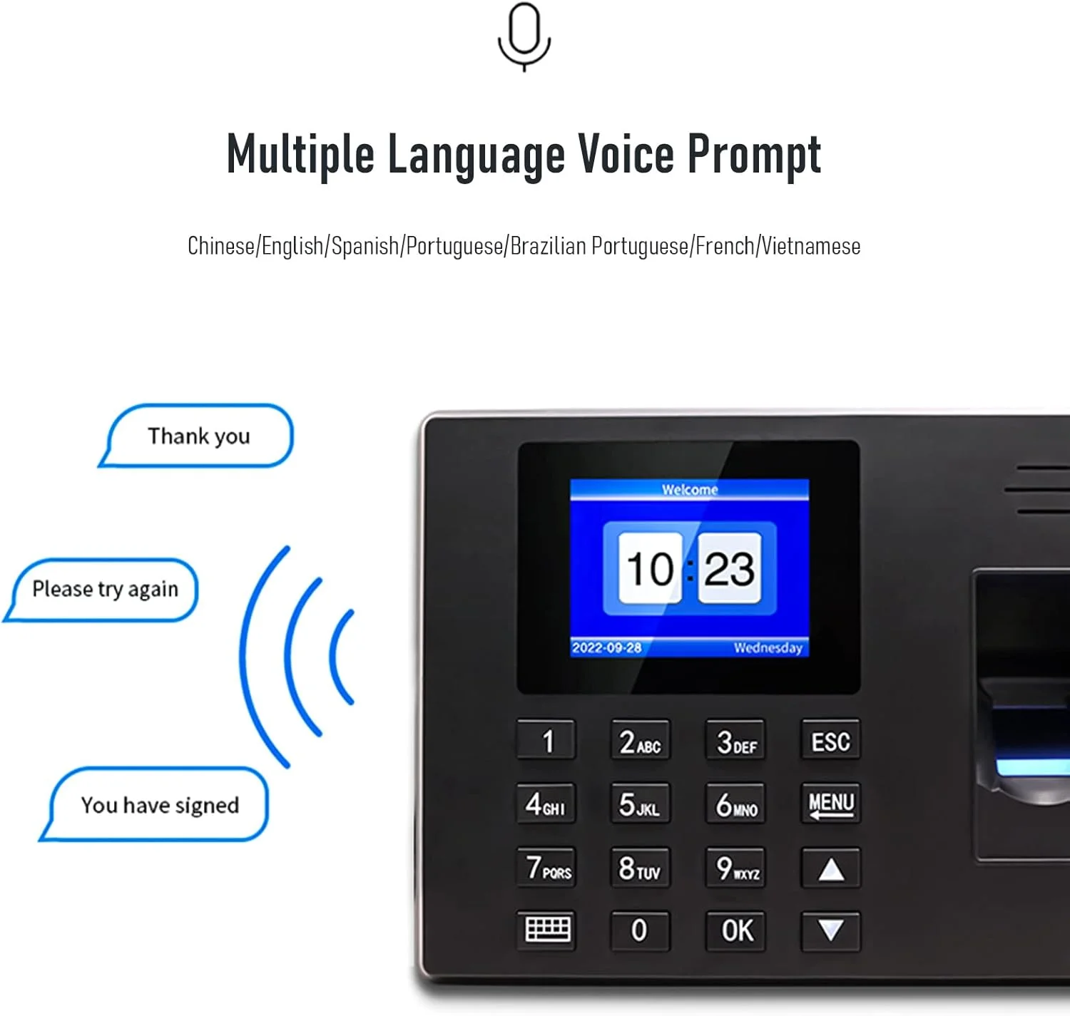 دستگاه حضور و غیاب هوشمند Eacam با پشتیبانی از اثر انگشت/رمز عبور/شناسه، دستگاه ثبت ورود و خروج کارمندان، پشتیبانی از چند زبان، کنترل دسترسی از طریق دیسک USB و تشخیص رمز عبور برای دفتر کار دستگاه حضور و غیاب هوشمند Eacam با پشتیبانی از اثر انگشت/رمز عبور/شناسه، دستگاه ثبت ورود و خروج کارمندان، پشتیبانی از چند زبان، کنترل دسترسی از طریق دیسک USB و تشخیص رمز عبور برای دفتر کار