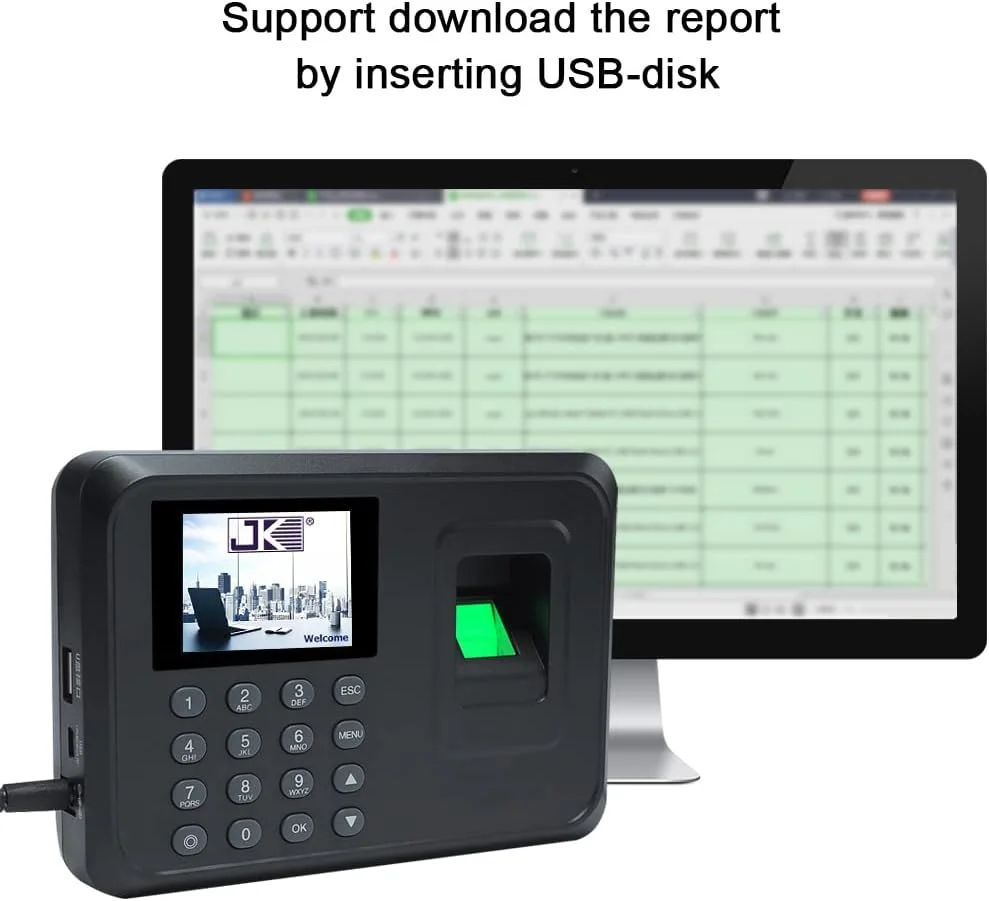دستگاه حضور و غیاب Eacam، دستگاه کنترل دسترسی اثر انگشتی بیومتریک هوشمند با رمز عبور، صفحه نمایش LCD 2.4 اینچی، دستگاه ثبت ورود و خروج کارمندان، پشتیبانی از گزارش خروجی دیسک U دستگاه حضور و غیاب Eacam، دستگاه کنترل دسترسی اثر انگشتی بیومتریک هوشمند با رمز عبور، صفحه نمایش LCD 2.4 اینچی، دستگاه ثبت ورود و خروج کارمندان، پشتیبانی از گزارش خروجی دیسک U