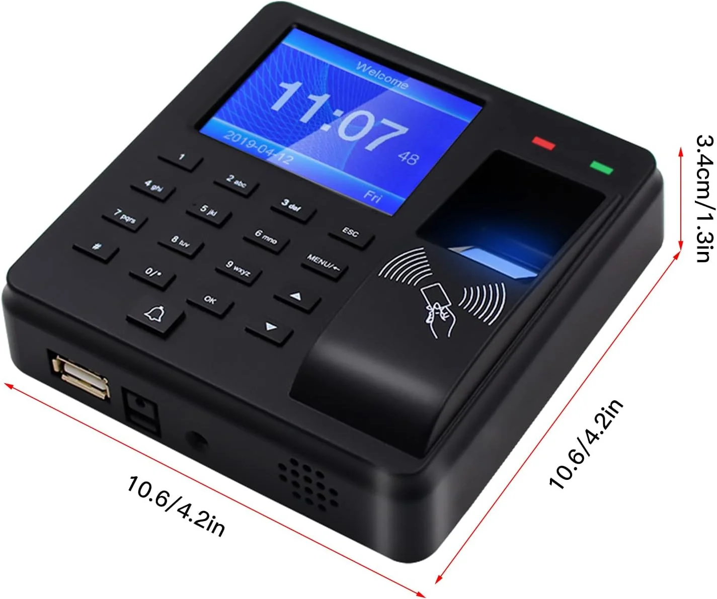 دستگاه حضور و غیاب اثر انگشتی Eacam، دستگاه هوشمند بیومتریک تشخیص اثر انگشت/رمز عبور/کارت شناسایی، ساعت ثبت ورود و خروج کارکنان با صفحه نمایش 2.4 اینچی، پشتیبانی از قفل درب، گزارش خروجی دیسک U دستگاه حضور و غیاب اثر انگشتی Eacam، دستگاه هوشمند بیومتریک تشخیص اثر انگشت/رمز عبور/کارت شناسایی، ساعت ثبت ورود و خروج کارکنان با صفحه نمایش 2.4 اینچی، پشتیبانی از قفل درب، گزارش خروجی دیسک U