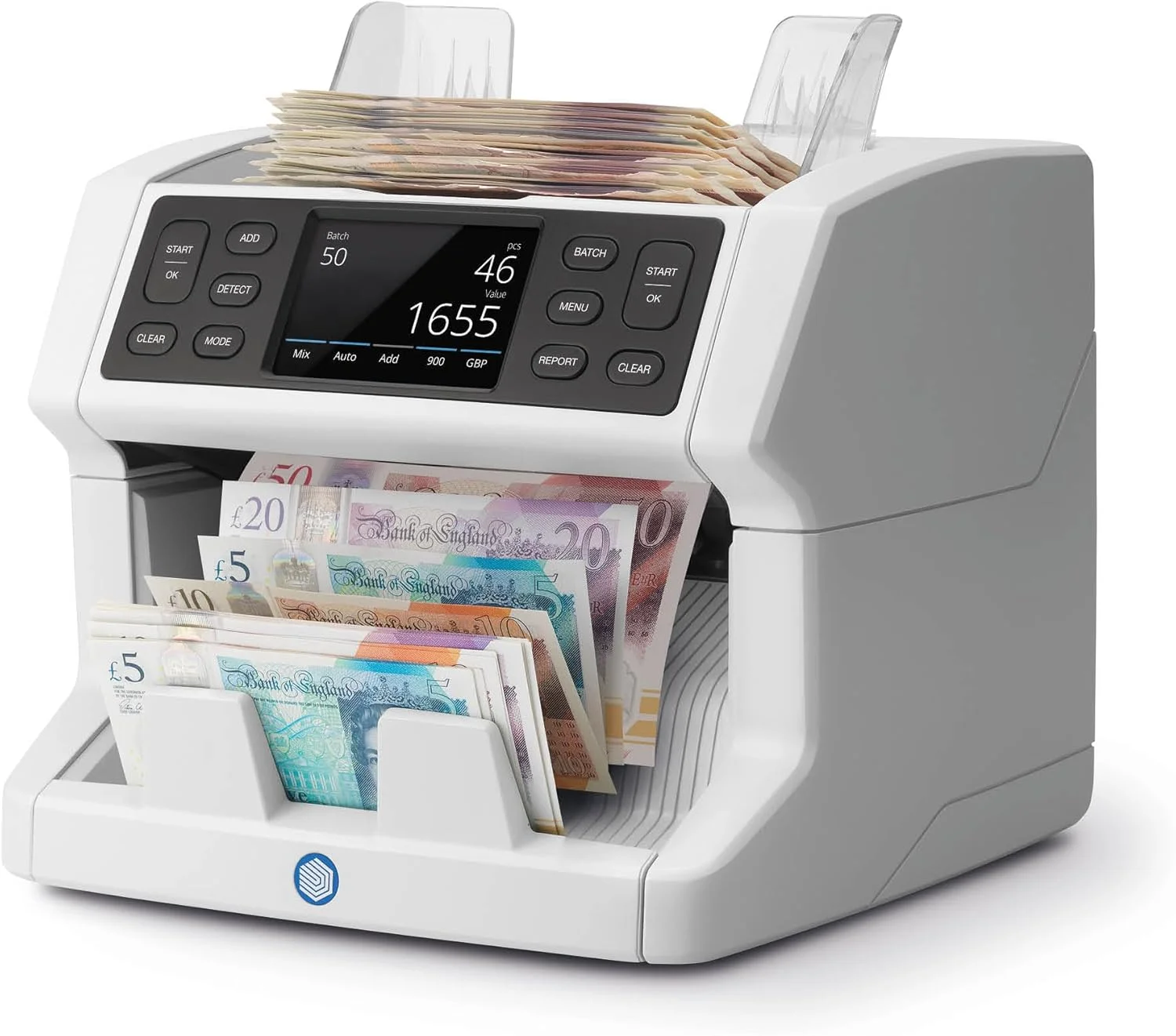 دستگاه شمارش پول Safescan 2885-S، شمارش ارزش برای اسکناس های مختلط از جمله دلار آمریکا - شمارنده اسکناس با بررسی اصالت 7x - دستگاه شمارش پول با رابط کاربری چند زبانه