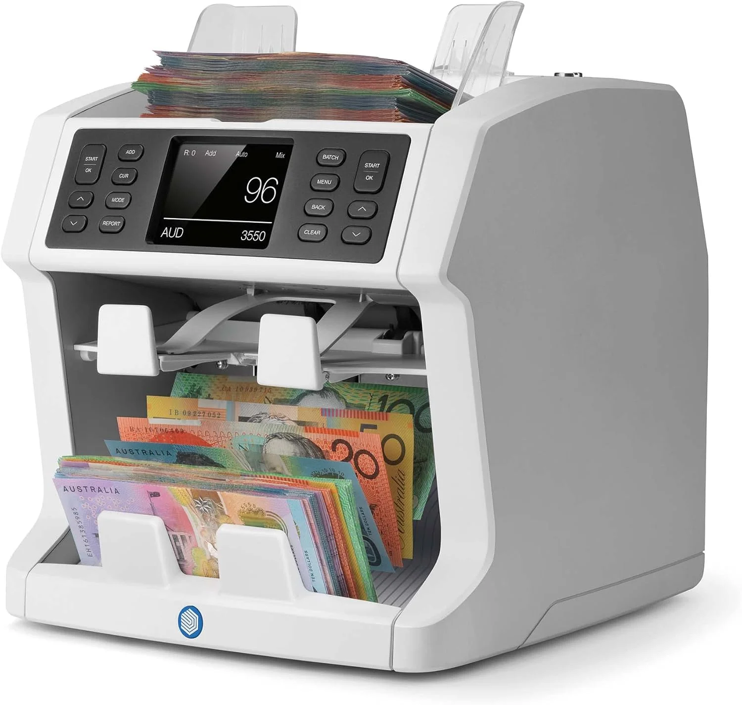 دستگاه شمارش پول Safescan 2985-SX - شمارش و مرتب سازی اسکناس - دستگاه شمارش پول نقد با آشکارساز پول تقلبی 7 نقطه ای - دستگاه شمارش پول - مناسب برای اسکناس های جدید پادشاه چارلز