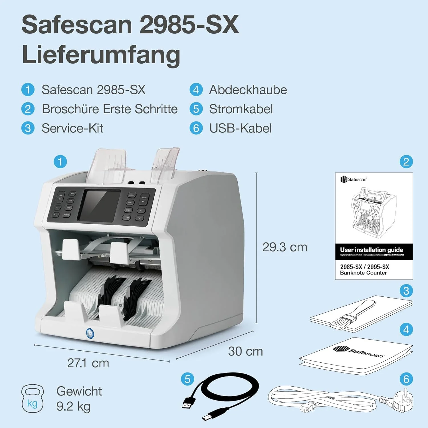 دستگاه شمارش پول Safescan 2985-SX - شمارش و مرتب سازی اسکناس - دستگاه شمارش پول نقد با آشکارساز پول تقلبی 7 نقطه ای - دستگاه شمارش پول - مناسب برای اسکناس های جدید پادشاه چارلز دستگاه شمارش پول Safescan 2985-SX - شمارش و مرتب سازی اسکناس - دستگاه شمارش پول نقد با آشکارساز پول تقلبی 7 نقطه ای - دستگاه شمارش پول - مناسب برای اسکناس های جدید پادشاه چارلز