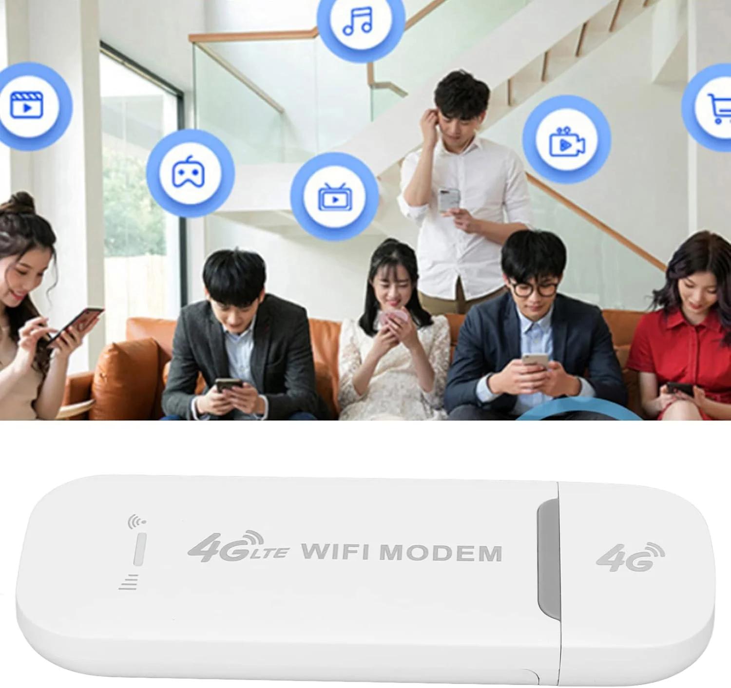 مودم روتر USB موبایل Annadue، مودم وای فای USB 4G LTE دستگاه های اینترنت موبایل با اسلات سیم کارت، روتر هات اسپات وای فای موبایل 4G LTE 150 مگابیت بر ثانیه برای تبلت لپ تاپ گوشی هوشمند