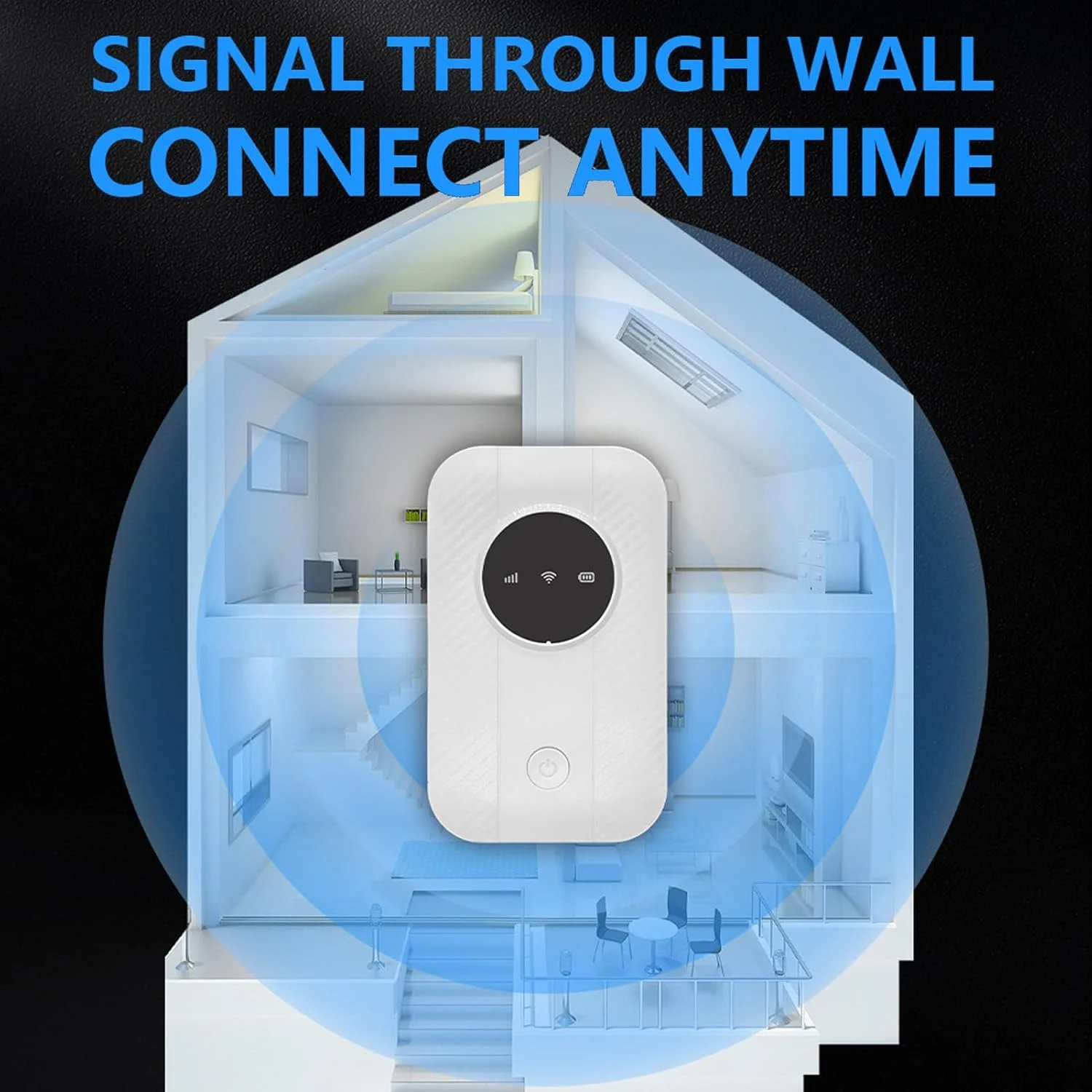 روتر قابل حمل 4G 5G، هات اسپات موبایل وای فای 300 مگابیت بر ثانیه با اسلات سیم کارت، اتصال تا 10 دستگاه برای سفر کاری و تفریحی