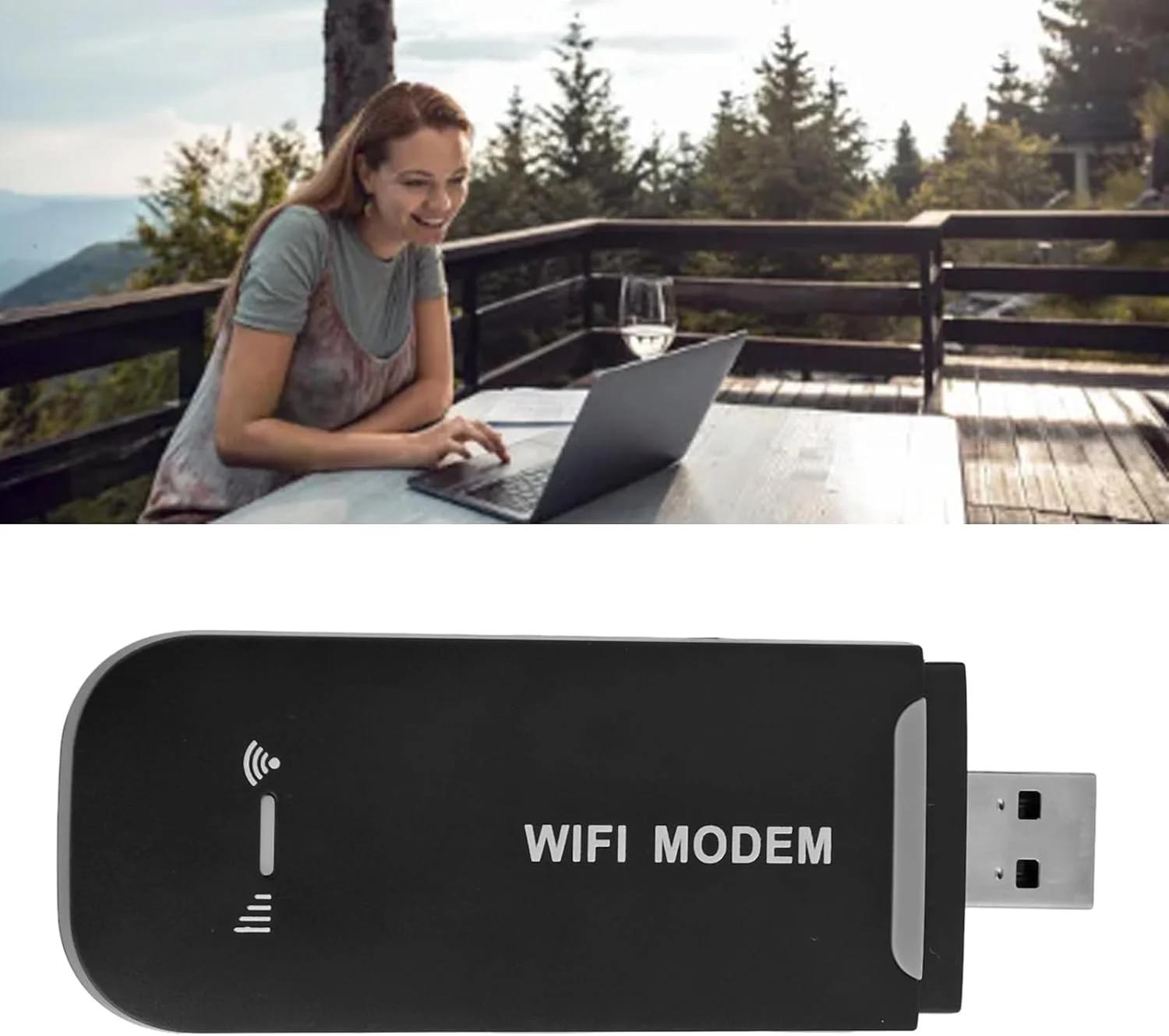 روتر وای فای USB قابل حمل 4G LTE، مودم وای فای USB دستگاه اینترنت موبایل با اسلات سیم کارت، روتر هات اسپات مسافرتی کوچک قابل حمل برای تلفن هوشمند تبلت لپ تاپ، بالا