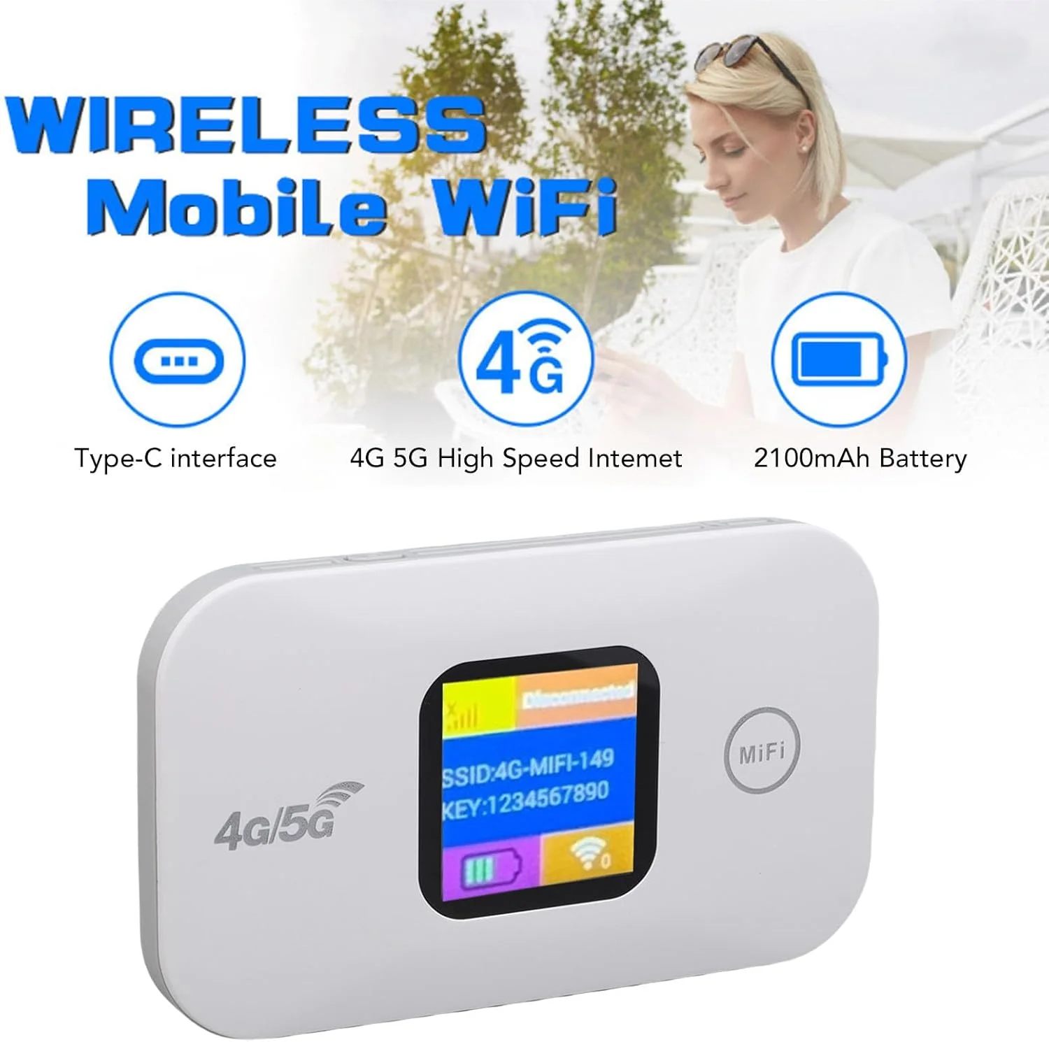 روتر وای فای موبایل 4G 5G قابل حمل Annadue با اسلات سیم کارت، وای فای مسافرتی با نمایشگر LED، تا 300 مگابیت بر ثانیه، 10 دستگاه متصل، هات اسپات Cat4 Lte MiFi، باتری 2100mAh روتر وای فای موبایل 4G 5G قابل حمل Annadue با اسلات سیم کارت، وای فای مسافرتی با نمایشگر LED، تا 300 مگابیت بر ثانیه، 10 دستگاه متصل، هات اسپات Cat4 Lte MiFi، باتری 2100mAh