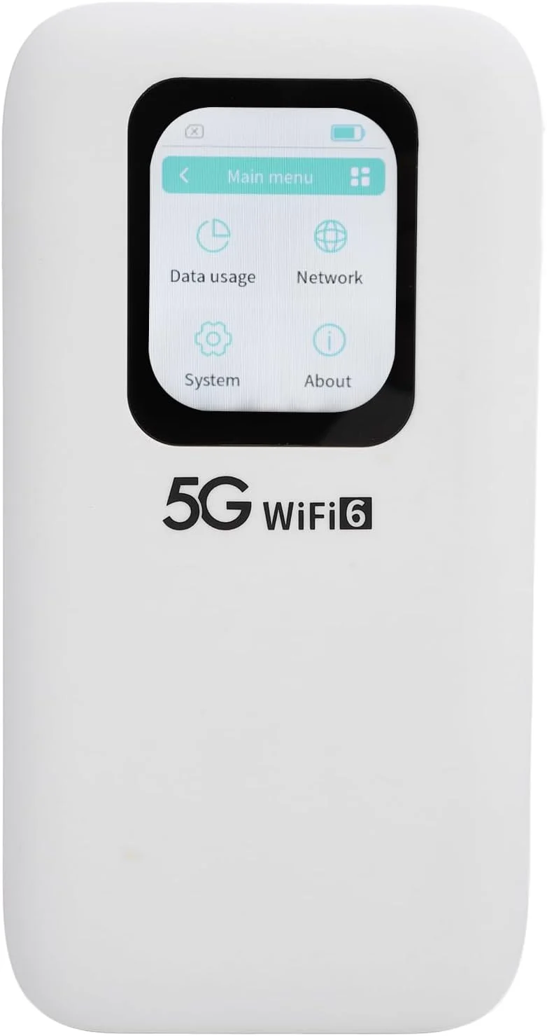 روتر وای فای 6 قابل حمل 5G - نانو سیم کارت، صفحه لمسی، طراحی IP67، پشتیبانی از 16 دستگاه، سرعت بالا و اتصال مداوم در طول روز
