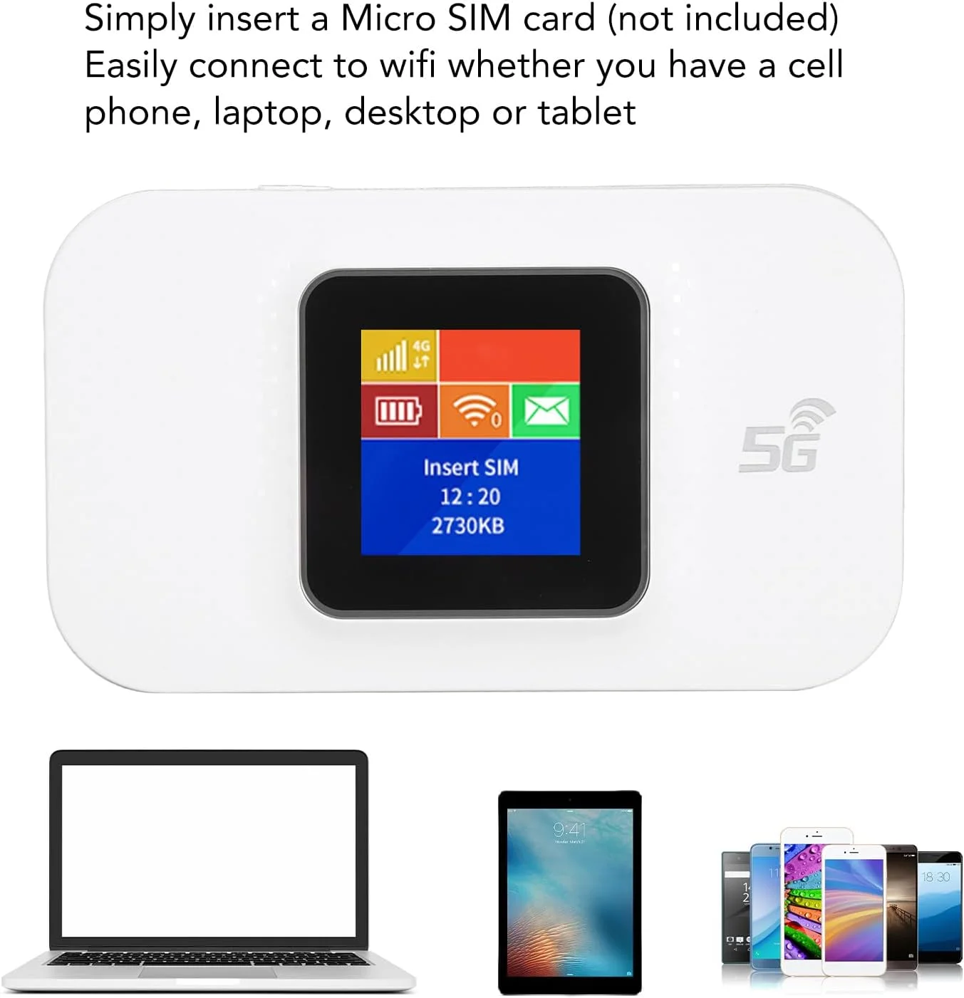مودم وای فای همراه 4G، روتر وای فای مسافرتی قابل حمل با اسلات کارت میکرو سیم، روتر هات اسپات بی سیم آنلاک شده برای سفر اداری، 10 دستگاه متصل، باتری، سفید مودم وای فای همراه 4G، روتر وای فای مسافرتی قابل حمل با اسلات کارت میکرو سیم، روتر هات اسپات بی سیم آنلاک شده برای سفر اداری، 10 دستگاه متصل، باتری، سفید