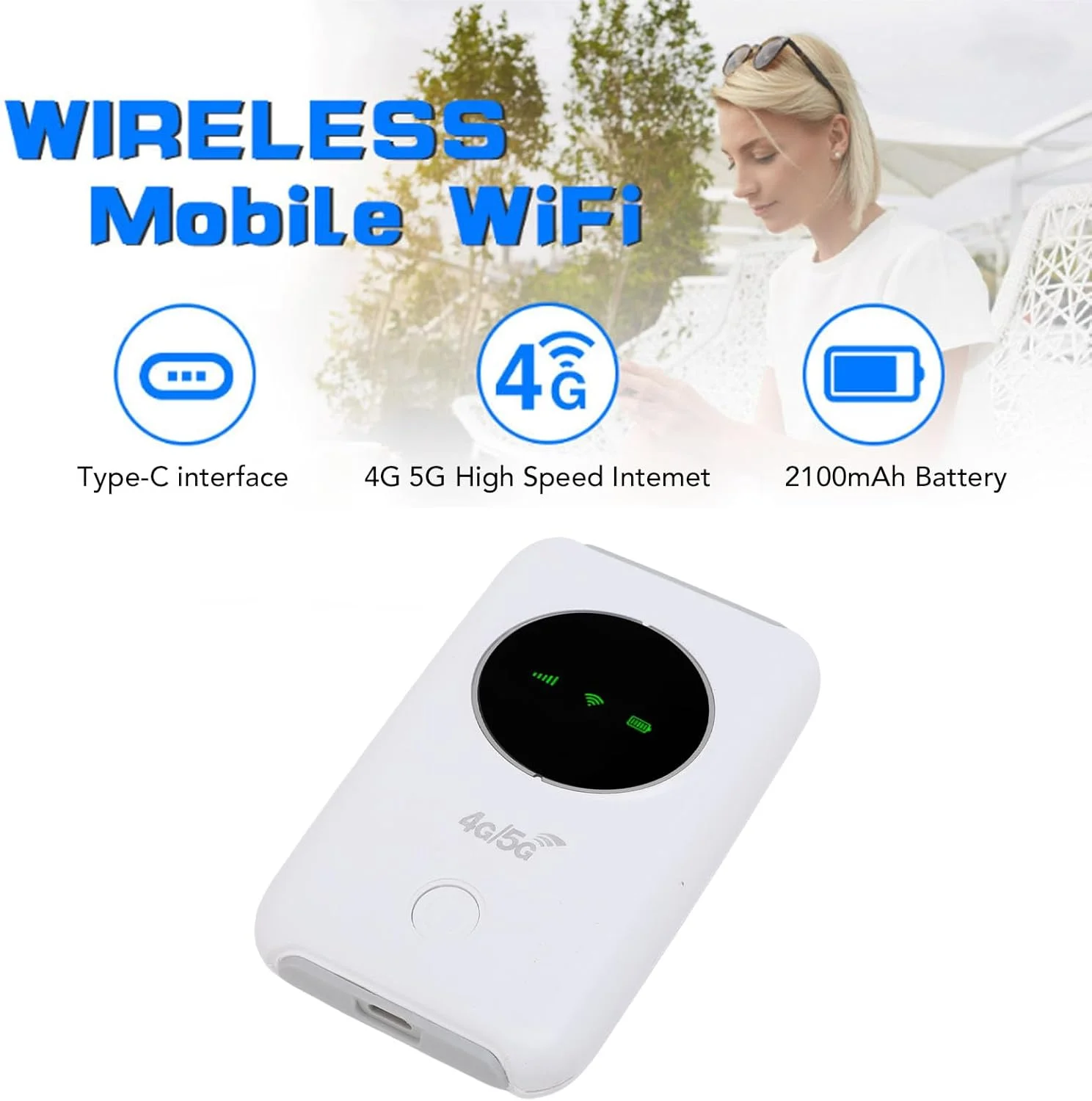 Bewinner هات اسپات موبایل 4G 5G LTE آنلاک شده 300 مگابیت بر ثانیه، روتر وای فای قابل حمل پرسرعت با اسلات سیم کارت، باتری 3200 میلی آمپر ساعتی برای سفر کاری، پشتیبانی از 10 دستگاه Bewinner هات اسپات موبایل 4G 5G LTE آنلاک شده 300 مگابیت بر ثانیه، روتر وای فای قابل حمل پرسرعت با اسلات سیم کارت، باتری 3200 میلی آمپر ساعتی برای سفر کاری، پشتیبانی از 10 دستگاه