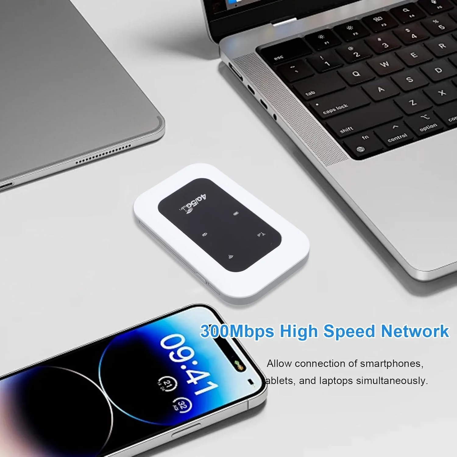 هات اسپات وای فای قابل حمل 4G 5G با اسلات سیم کارت، روتر LTE 300 مگابیت بر ثانیه برای مسافرت، کمپر، موتور هوم، پشتیبانی از 10 دستگاه، پلاگ اند پلی، باتری داخلی 2100 میلی آمپر ساعتی