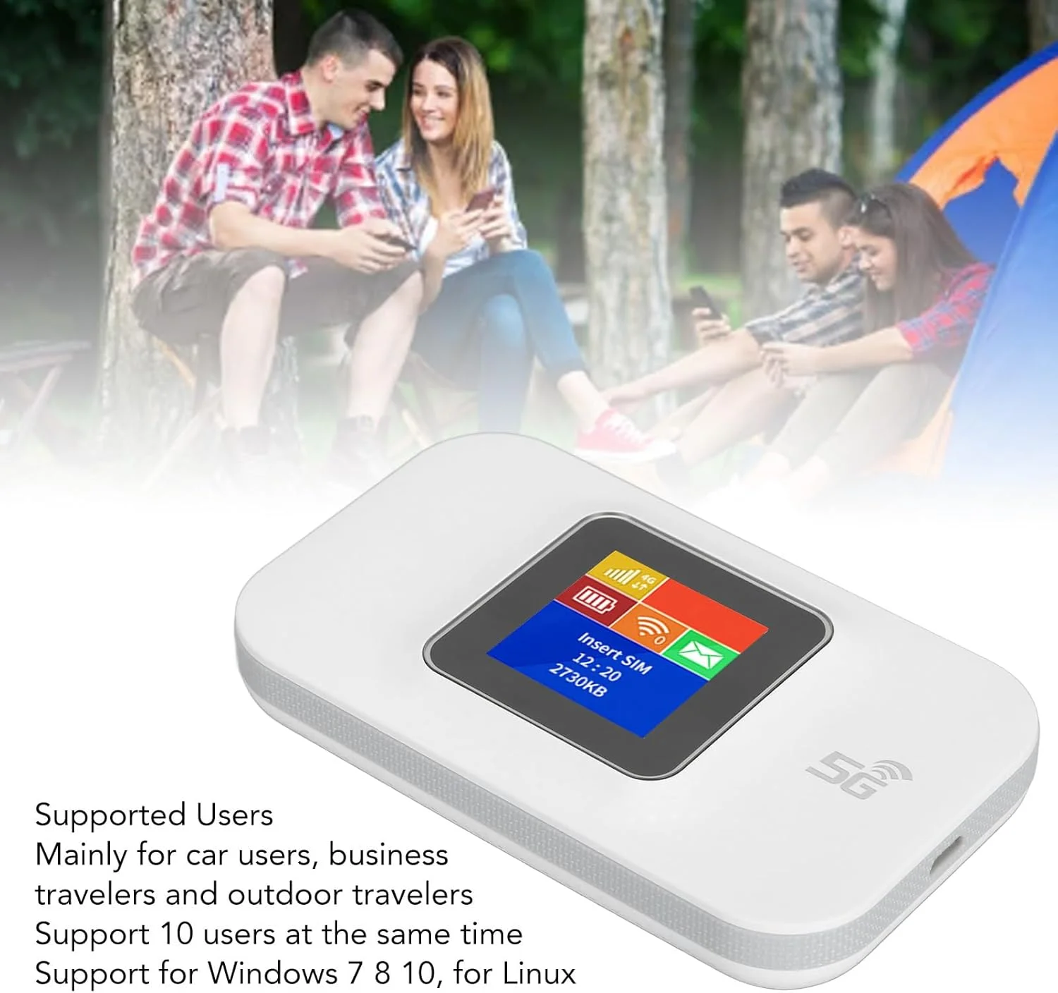 مودم وای فای همراه 4G، روتر وای فای مسافرتی قابل حمل با اسلات کارت میکرو سیم، روتر هات اسپات بی سیم آنلاک شده برای سفر اداری، 10 دستگاه متصل، باتری، سفید مودم وای فای همراه 4G، روتر وای فای مسافرتی قابل حمل با اسلات کارت میکرو سیم، روتر هات اسپات بی سیم آنلاک شده برای سفر اداری، 10 دستگاه متصل، باتری، سفید