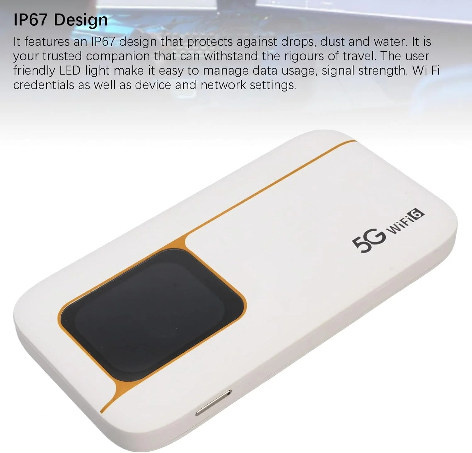 Bewinner نقطه اتصال همراه 5G، دستگاه WiFi قابل حمل با اسلات سیم کارت، ضد آب IP67 با باتری 7100mAh، روتر WiFi 6 برای مسافرت و خانه، پشتیبانی از 16 دستگاه، صفحه نمایش لمسی 2.01 اینچی Bewinner نقطه اتصال همراه 5G، دستگاه WiFi قابل حمل با اسلات سیم کارت، ضد آب IP67 با باتری 7100mAh، روتر WiFi 6 برای مسافرت و خانه، پشتیبانی از 16 دستگاه، صفحه نمایش لمسی 2.01 اینچی