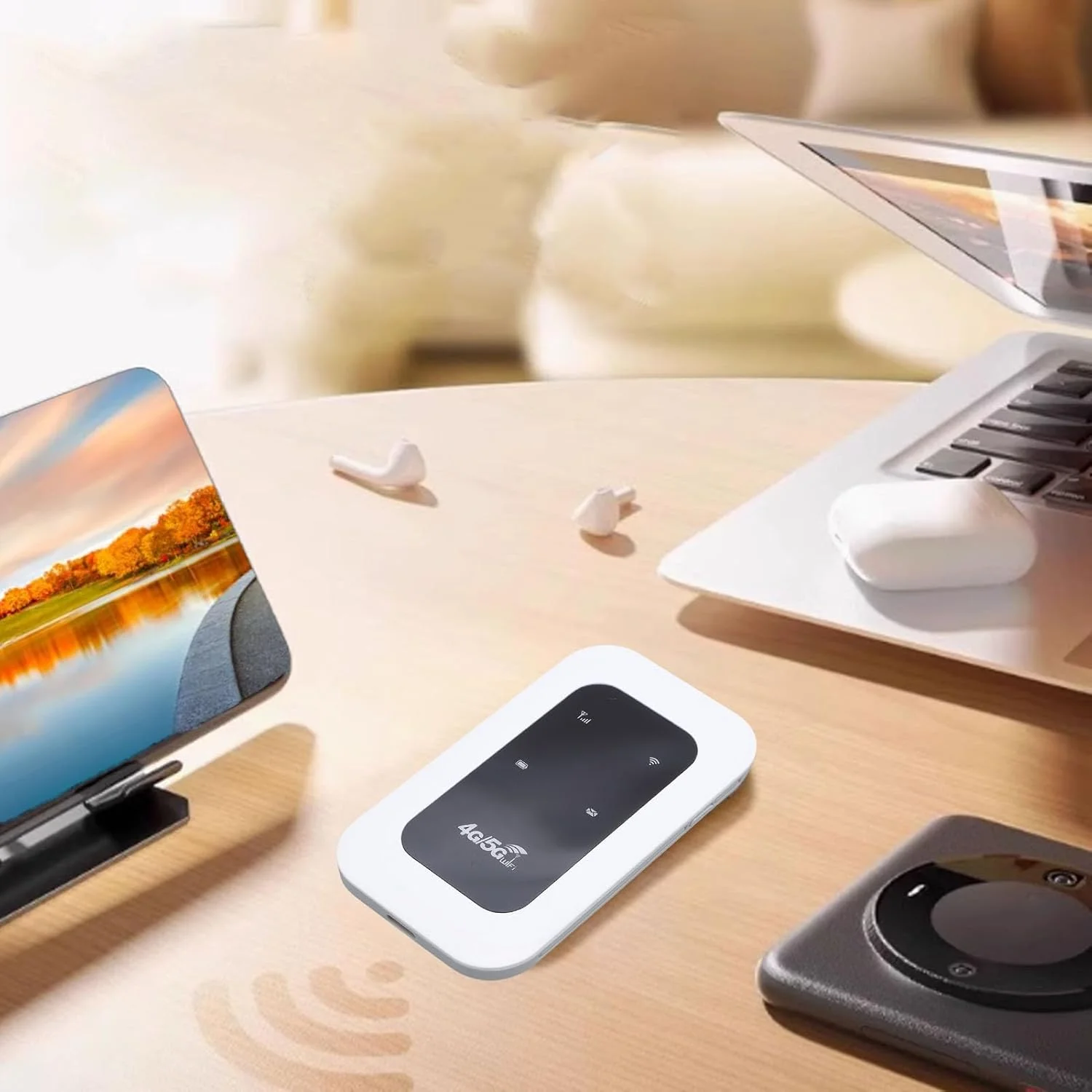 هات اسپات وای فای قابل حمل 4G 5G با اسلات سیم کارت، روتر LTE 300 مگابیت بر ثانیه برای مسافرت، کمپر، موتور هوم، پشتیبانی از 10 دستگاه، پلاگ اند پلی، باتری داخلی 2100 میلی آمپر ساعتی