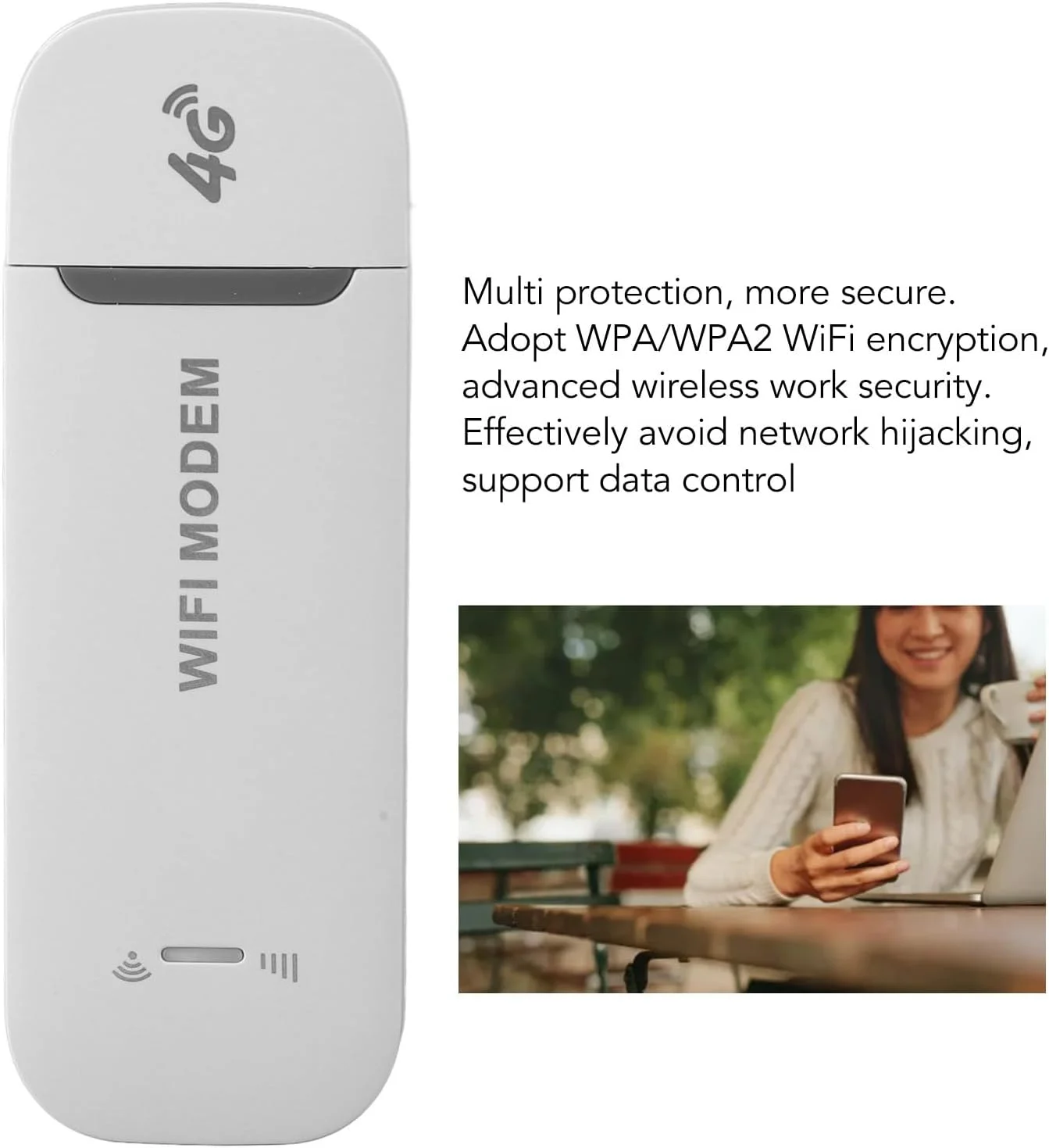 مودم وای فای USB 4G LTE، روتر 4G قابل حمل با اسلات سیم کارت، هات اسپات موبایل در اندازه جیبی، رمزگذاری وای فای WPA-WPA2، هات اسپات مسافرتی آنلاک شده با پشتیبانی از 10 کاربر مودم وای فای USB 4G LTE، روتر 4G قابل حمل با اسلات سیم کارت، هات اسپات موبایل در اندازه جیبی، رمزگذاری وای فای WPA-WPA2، هات اسپات مسافرتی آنلاک شده با پشتیبانی از 10 کاربر