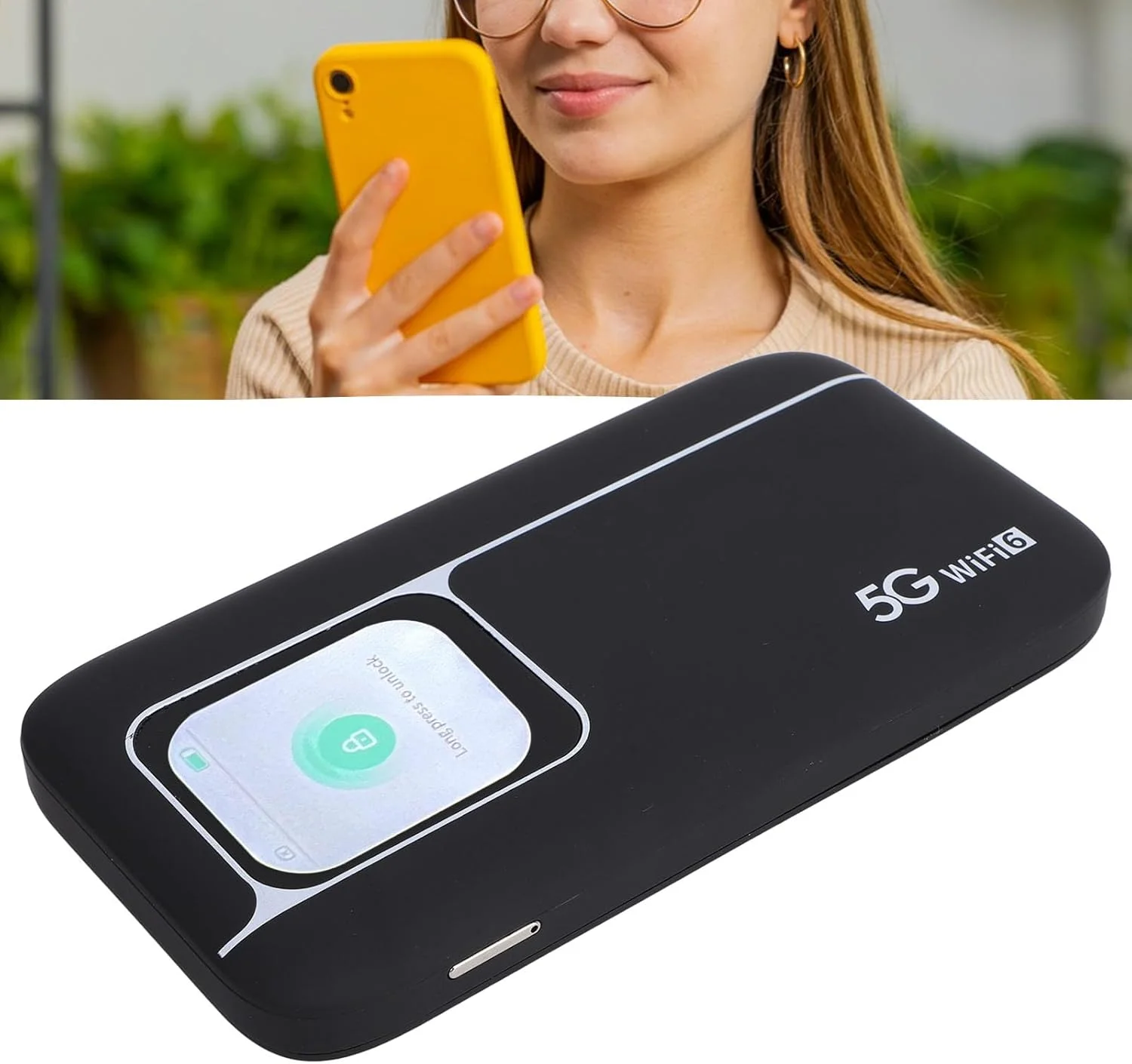 مودم روتر بیسیم 5G Bewinner، هاتاسپات موبایل وایفای 6 قابل حمل 5G، دستگاه وایفای قابل حمل برای مسافرت، دستگاه هاتاسپات موبایل فوقالعاده پرسرعت با اسلات سیمکارت، پشتیبانی از 16 دستگاه، 7100mAh مودم روتر بیسیم 5G Bewinner، هاتاسپات موبایل وایفای 6 قابل حمل 5G، دستگاه وایفای قابل حمل برای مسافرت، دستگاه هاتاسپات موبایل فوقالعاده پرسرعت با اسلات سیمکارت، پشتیبانی از 16 دستگاه، 7100mAh