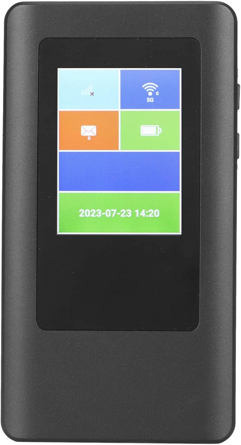 روتر وای فای موبایل 5G Bewinner، هات اسپات دو بانده 2.4G/5.8G، روتر بی سیم صفحه نمایش 2.4 اینچی، دستگاه مسافرتی قابل حمل برای تعطیلات، کمپینگ و گردهمایی
