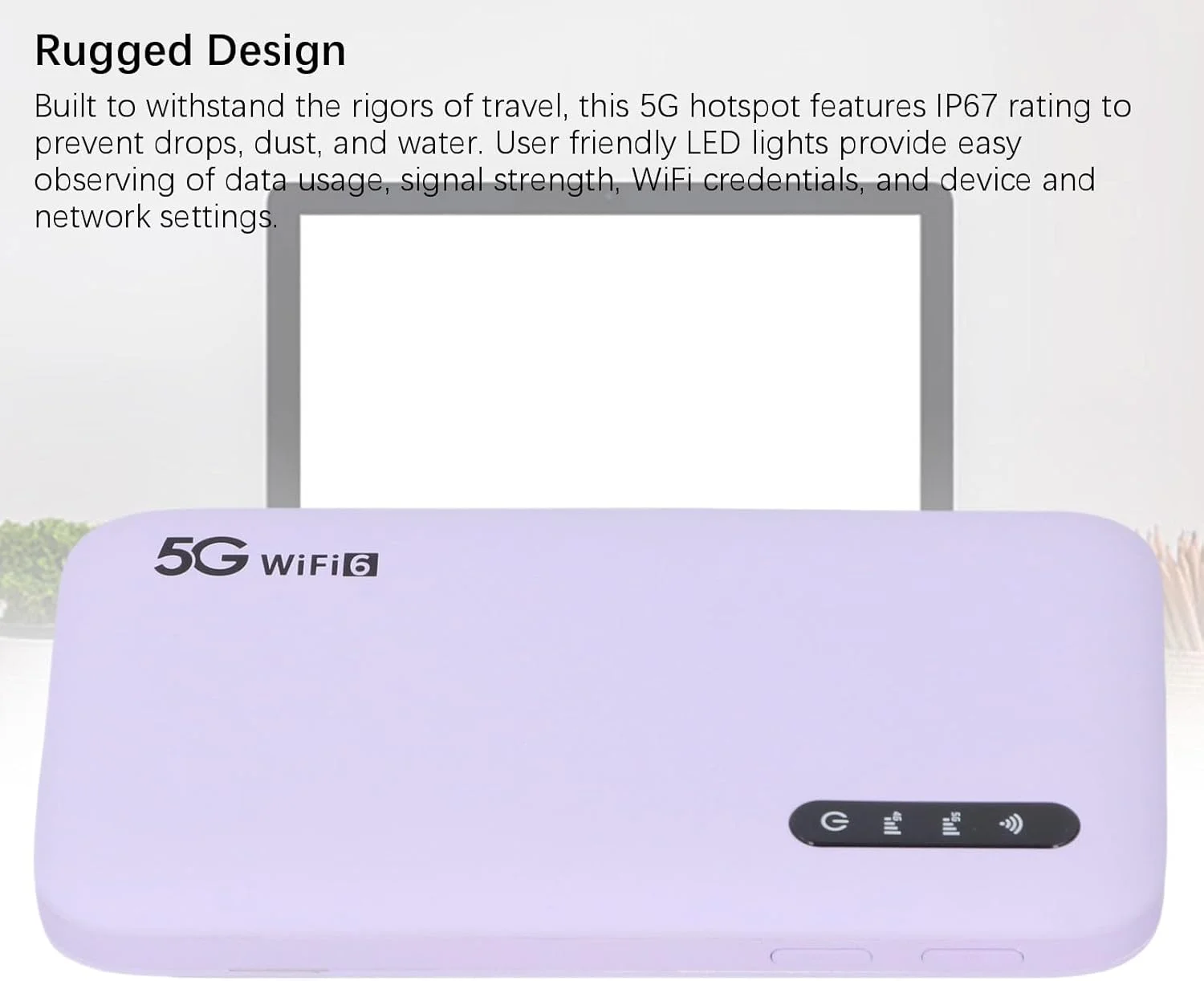 مودم روتر وای فای 6 قابل حمل 5G Bewinner با اسلات نانو سیم کارت - مودم بی سیم مسافرتی پشتیبانی از 16 دستگاه، باتری 6100 میلی آمپر ساعتی، دو باند 2.4/5.8 گیگاهرتز، IP67، بنفش مودم روتر وای فای 6 قابل حمل 5G Bewinner با اسلات نانو سیم کارت - مودم بی سیم مسافرتی پشتیبانی از 16 دستگاه، باتری 6100 میلی آمپر ساعتی، دو باند 2.4/5.8 گیگاهرتز، IP67، بنفش