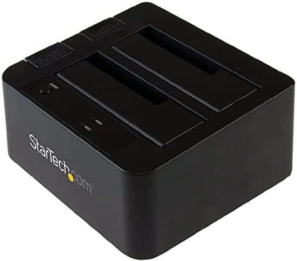 داک استیشن هارد درایو دوگانه StarTech.com USB 3.1 به SATA، USB 3.1 (10 گیگابیت بر ثانیه)، اکسترنال 2.5/3.5 اینچی SATA I/II/III، داک استیشن SSD/HDD، محفظه هارد درایو با قابلیت تعویض سریع، بارگذاری از بالا (SDOCK2U313)