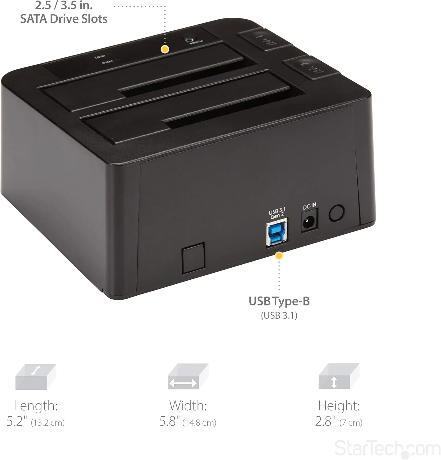 داک استیشن هارد درایو دوگانه StarTech.com USB 3.1 به SATA، USB 3.1 (10 گیگابیت بر ثانیه)، اکسترنال 2.5/3.5 اینچی SATA I/II/III، داک استیشن SSD/HDD، محفظه هارد درایو با قابلیت تعویض سریع، بارگذاری از بالا (SDOCK2U313) داک استیشن هارد درایو دوگانه StarTech.com USB 3.1 به SATA، USB 3.1 (10 گیگابیت بر ثانیه)، اکسترنال 2.5/3.5 اینچی SATA I/II/III، داک استیشن SSD/HDD، محفظه هارد درایو با قابلیت تعویض سریع، بارگذاری از بالا (SDOCK2U313)