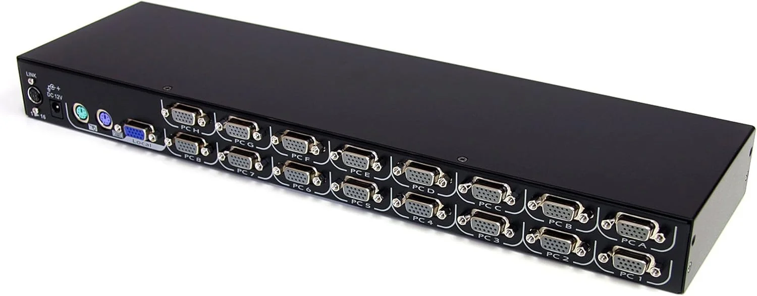 ماژول KVM شانزده پورت StarTech.com برای کنسول های LCD رک مونت با کنسول PS/2 و VGA اضافی (CAB1631HD)