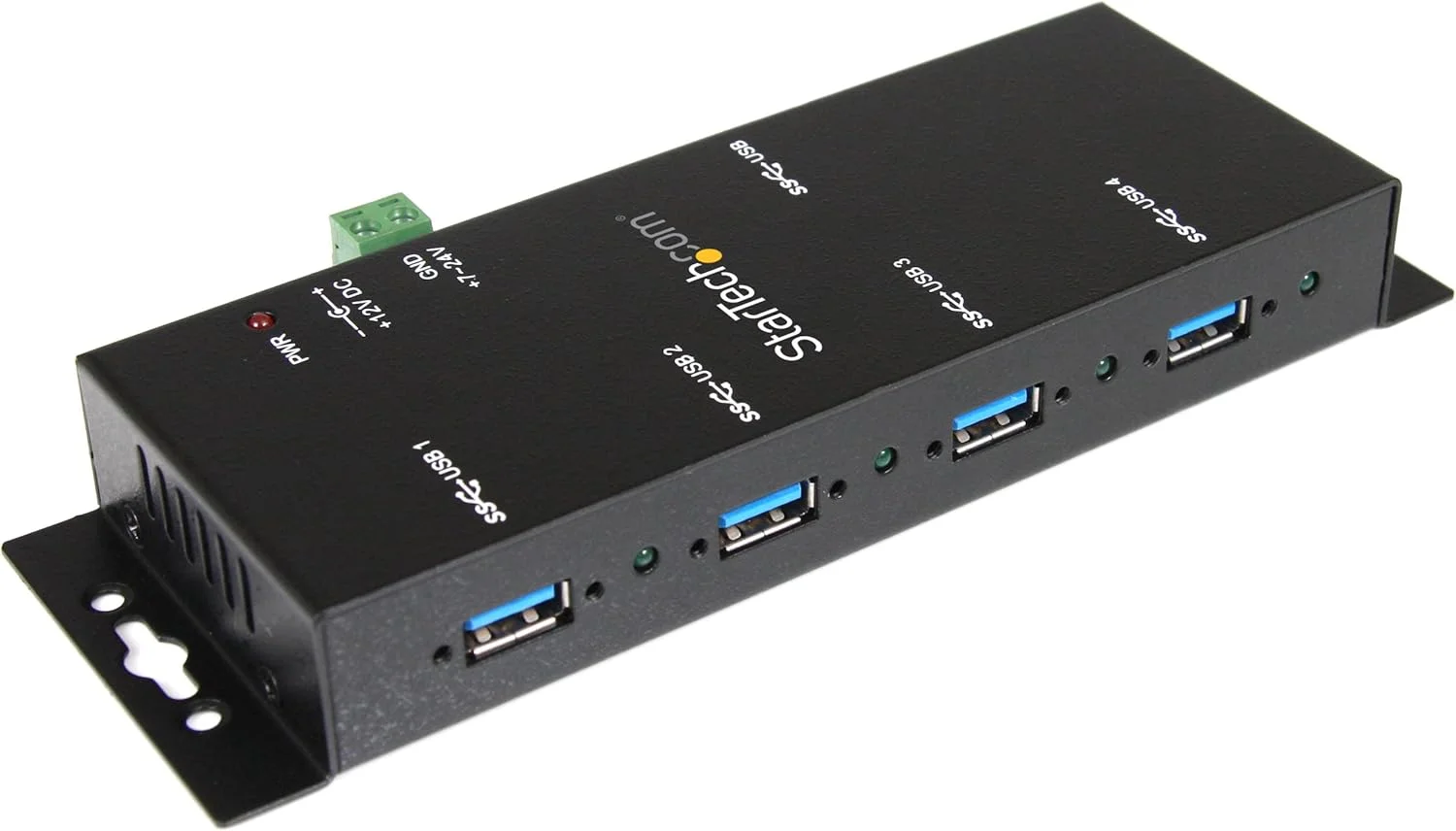 هاب USB 3.0 چهار پورت StarTech.com - هاب توسعه USB صنعتی با محافظت ESD - سازگار با TAA - هاب USB فلزی قابل نصب (ST4300USBM)، مشکی