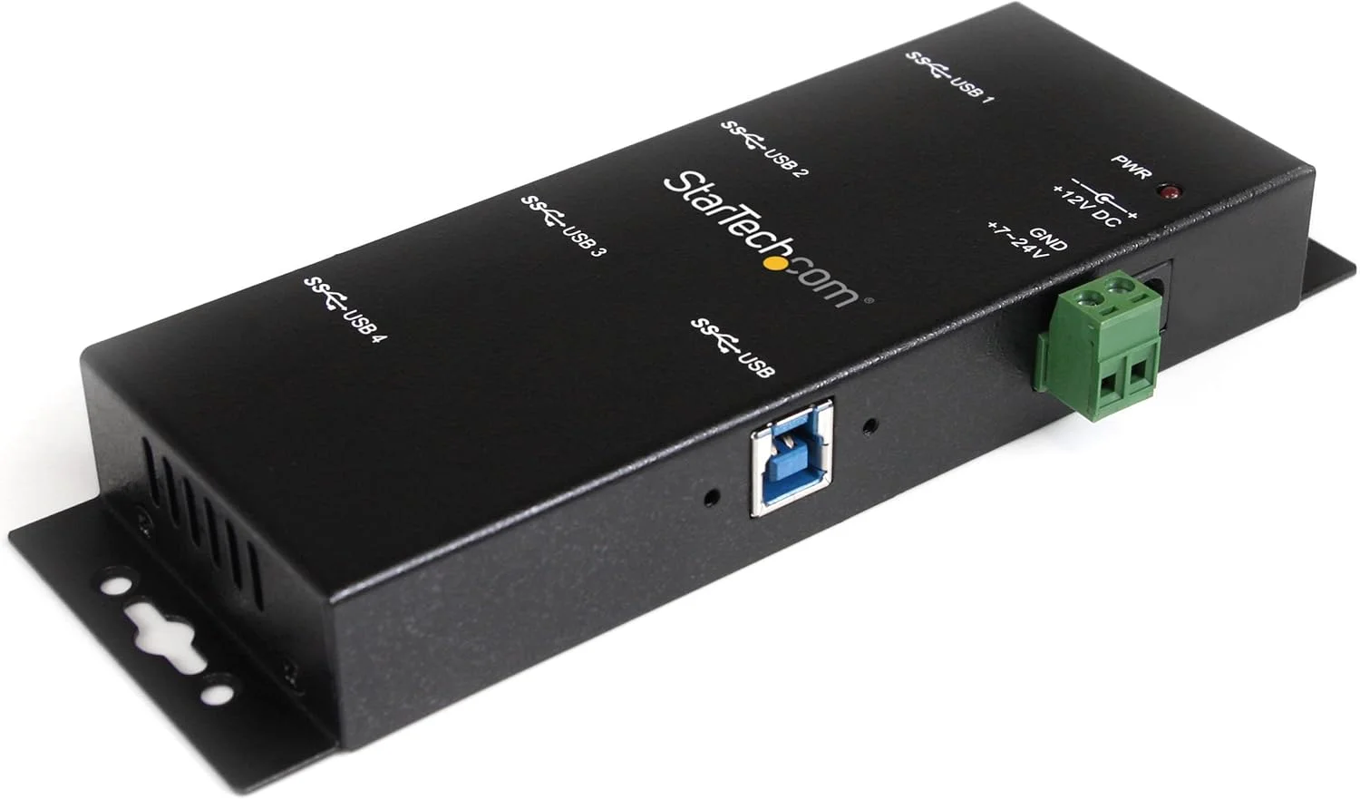 هاب USB 3.0 چهار پورت StarTech.com - هاب توسعه USB صنعتی با محافظت ESD - سازگار با TAA - هاب USB فلزی قابل نصب (ST4300USBM)، مشکی