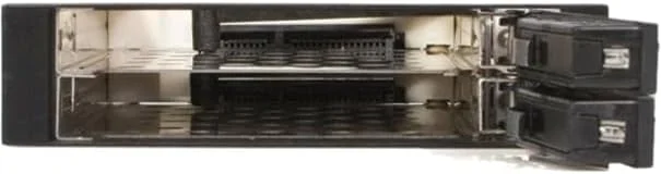بک پلین موبایل رک SATA با قابلیت تعویض سریع StarTech.com با دو درایو 2.5 اینچی - محفظه موبایل رک SATA دوگانه برای هارد دیسک 3.5 اینچی (HSB220SAT25B)، مشکی