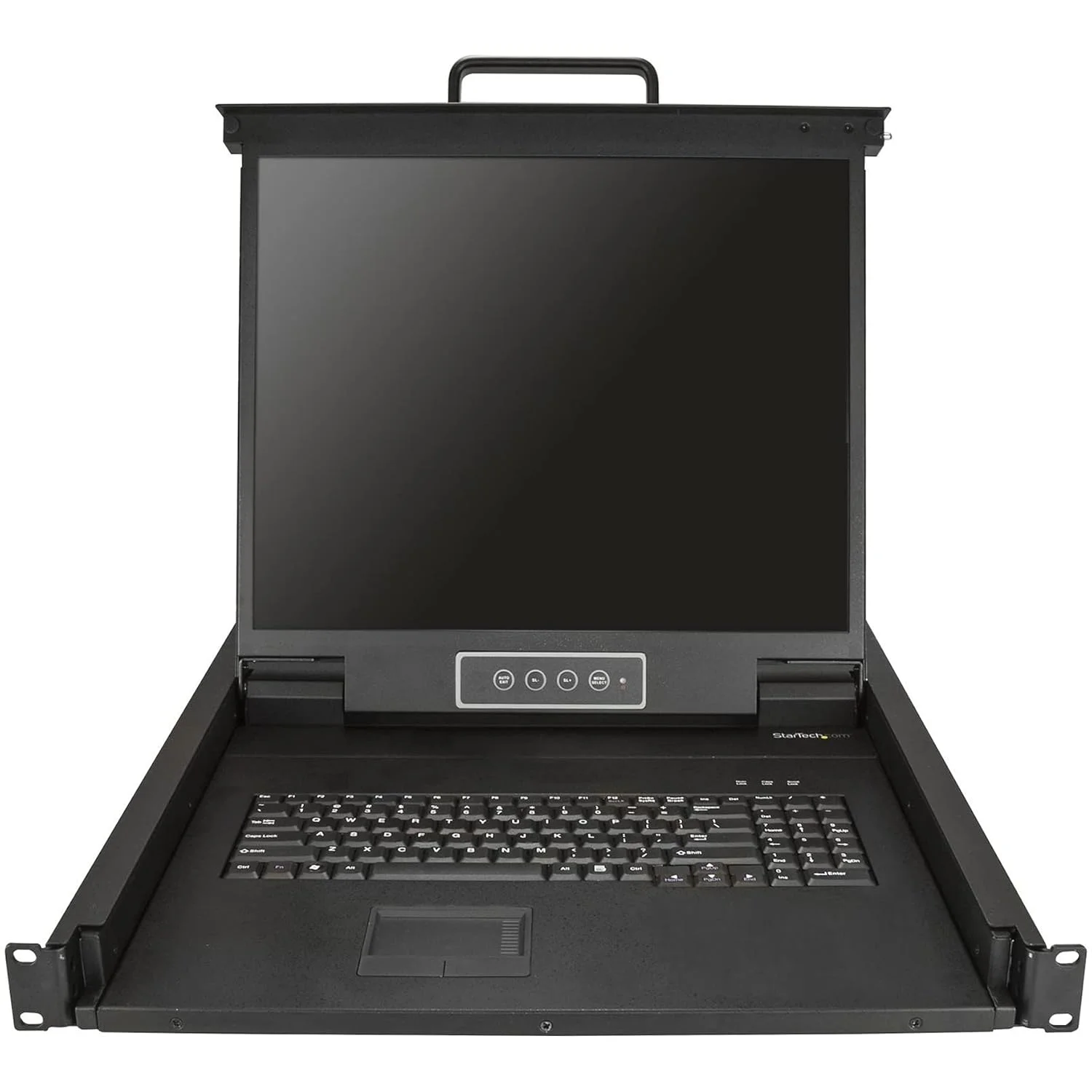 کنسول KVM رک مونت StarTech.com - پورت VGA تکی با مانیتور LCD 19 اینچی برای رک سرور - کشوی KVM LCD 1U با کابل ها و سخت افزار - پشتیبانی از USB - 50000 MTBF (RKCONS1901)