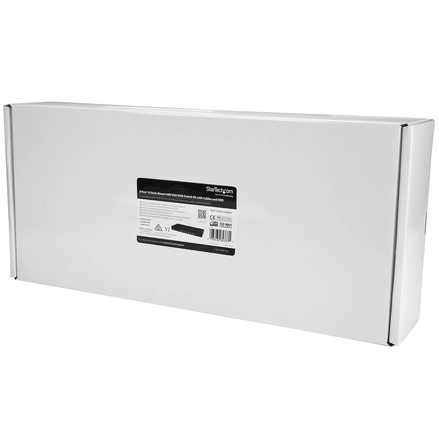 کیت سوئیچ KVM USB رک مونت 8 پورت StarTech.com با OSD و کابل - KVM رک مونت - سوئیچ KVM VGA - سوئیچ KVM 8 پورت (SV831DUSBUK)، مشکی