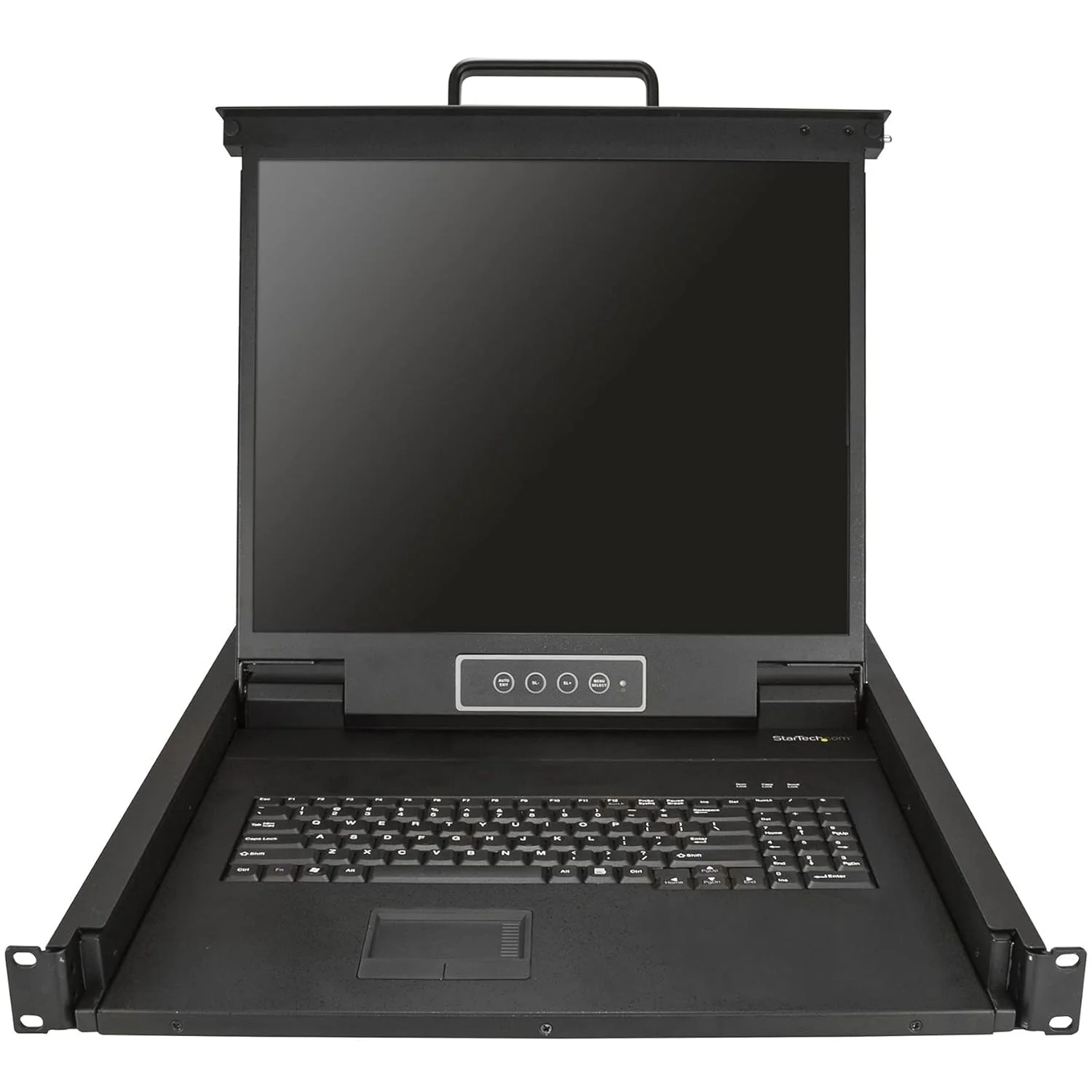کنسول KVM رک مونت StarTech.com - پورت VGA تکی با مانیتور LCD 19 اینچی برای رک سرور - کشوی KVM LCD 1U با کابل ها و سخت افزار - پشتیبانی از USB - 50000 MTBF (RKCONS1901)