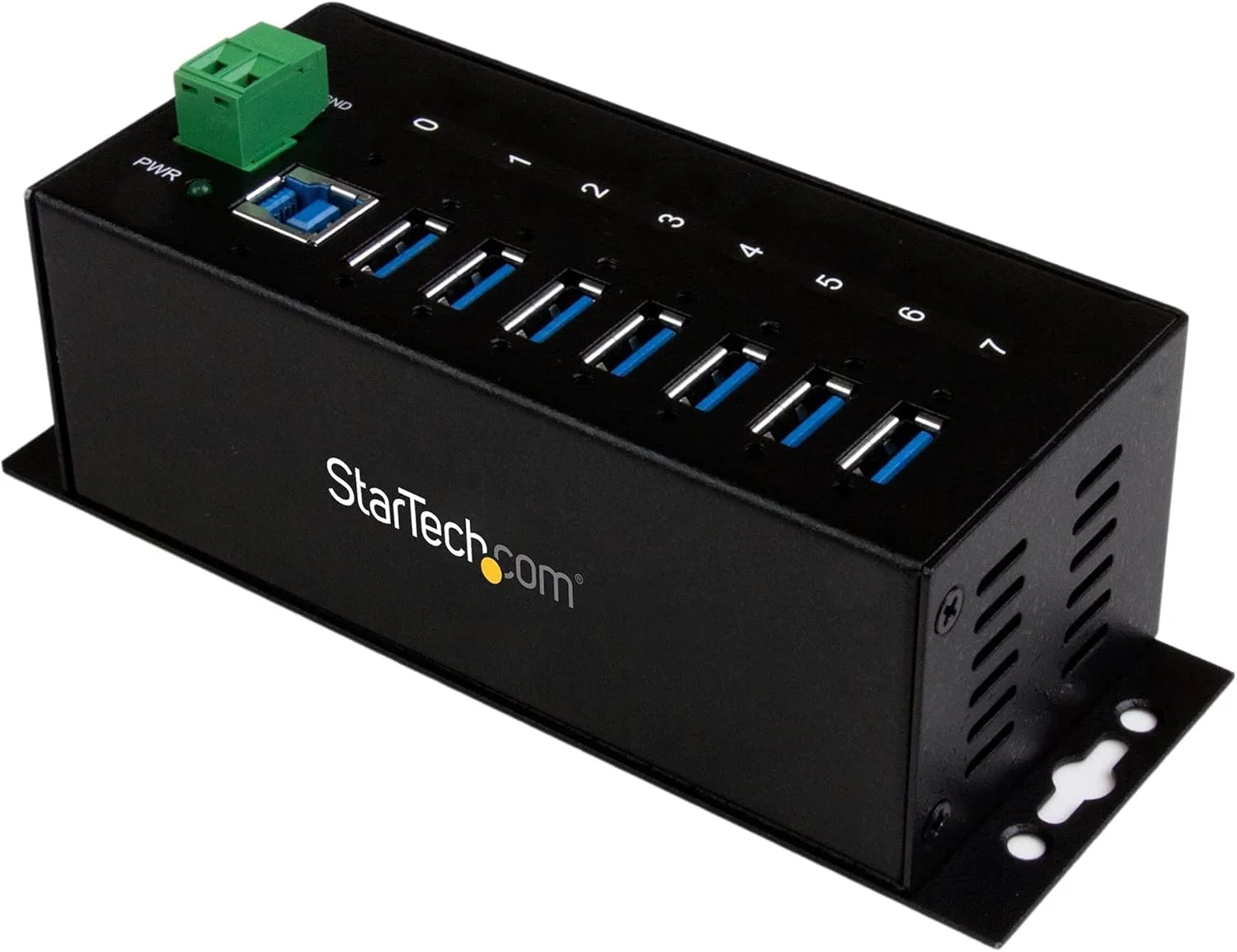 هاب USB 3.0 صنعتی 7 پورت StarTech.com با محافظ ESD و Surge 350W - هاب اسپلیتر توسعه دهنده پورت USB فلزی قابل نصب در رک (ST7300USBME)