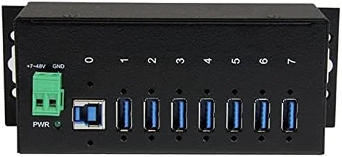 هاب USB 3.0 صنعتی 7 پورت StarTech.com با محافظ ESD و Surge 350W - هاب اسپلیتر توسعه دهنده پورت USB فلزی قابل نصب در رک (ST7300USBME)