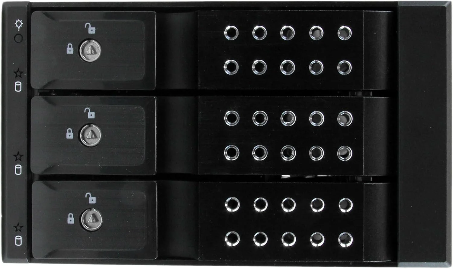 بک پلین 3-Bay هات سواپ StarTech.com برای SAS II/SATA III 3.5 اینچی - هارد دیسک 6 گیگابیت بر ثانیه - بک پلین رک موبایل بدون سینی آلومینیومی (HSB3SATSASBA)