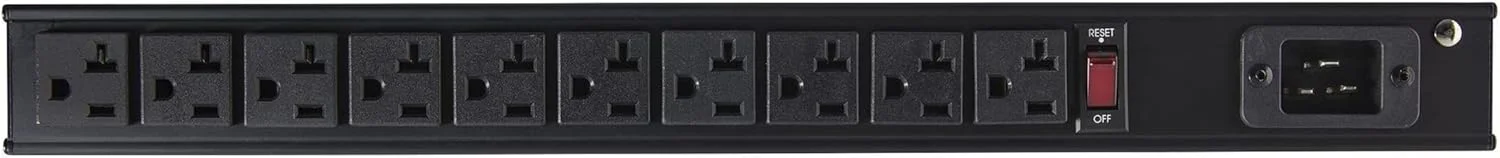 استریپ برق رک مونت 10 پورت StarTech.com، 125 ولت/16 آمپر - PDU رک مونت 1U افقی 19 اینچی - ورودی NEMA 5-20P - 10 خروجی NEMA 5-15/20R - PDU رک مونت - دارای لیست UL - سیم برق 8 فوتی (RKPW101920)