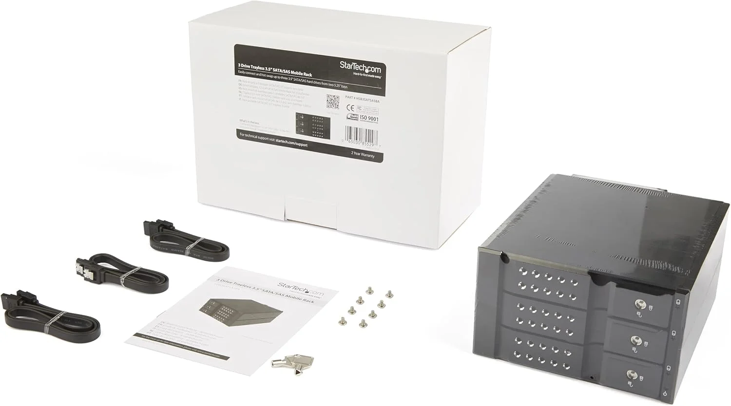 بک پلین 3-Bay هات سواپ StarTech.com برای SAS II/SATA III 3.5 اینچی - هارد دیسک 6 گیگابیت بر ثانیه - بک پلین رک موبایل بدون سینی آلومینیومی (HSB3SATSASBA)