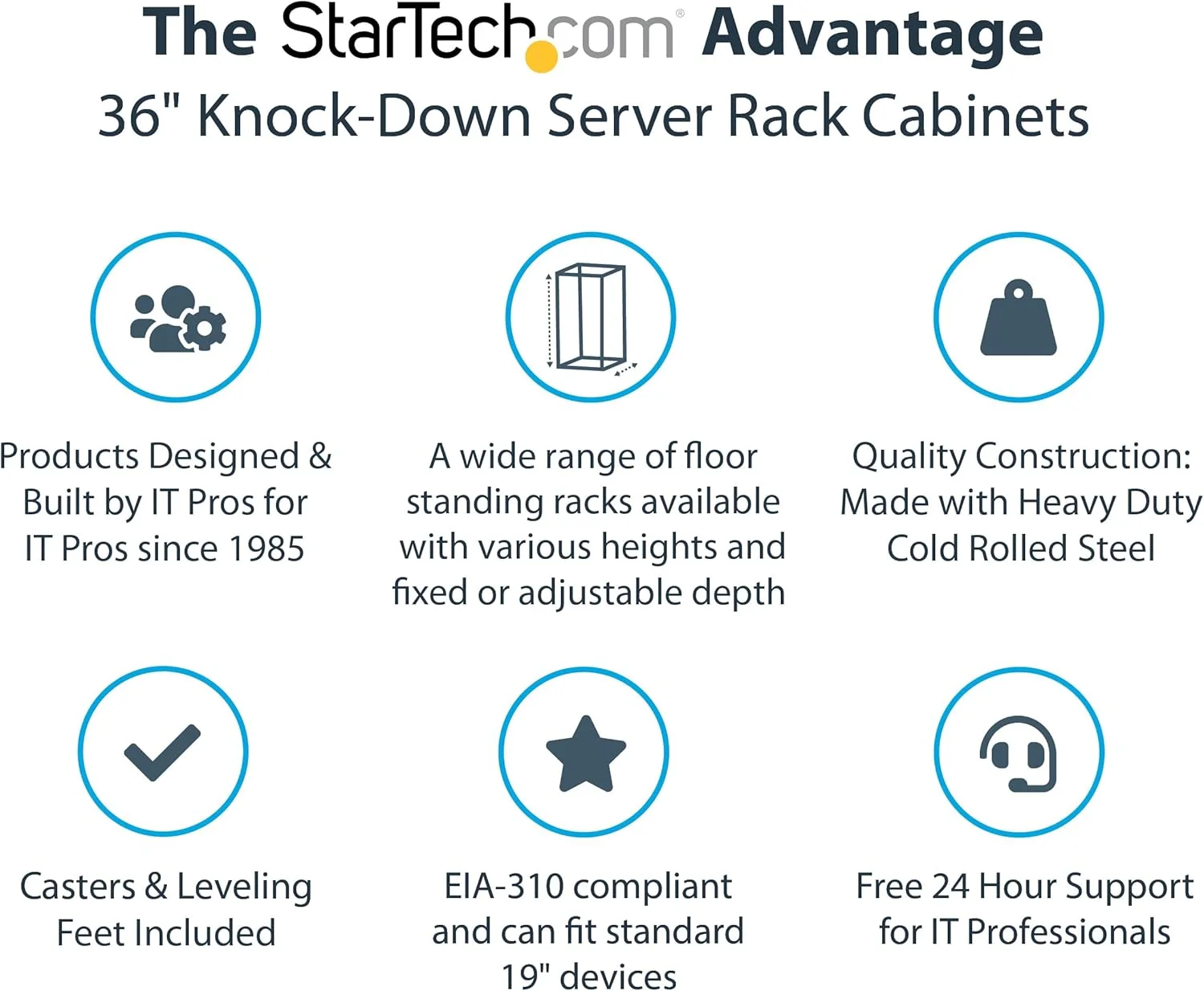 رک سرور 4 پایه 15 یونیت StarTech.com، رک کابینت داده 19 اینچی برای تجهیزات IT/شبکه، با ریل های نصب قابل تنظیم