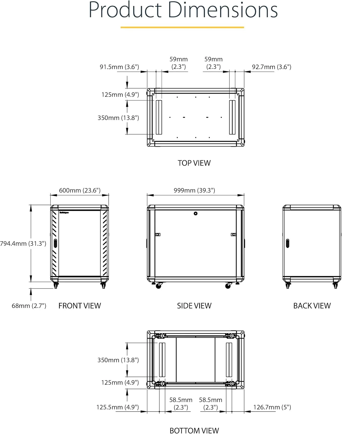 رک سرور 4 پایه 15 یونیت StarTech.com، رک کابینت داده 19 اینچی برای تجهیزات IT/شبکه، با ریل های نصب قابل تنظیم