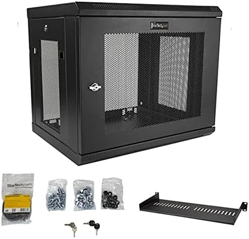 رک شبکه دیواری 9 یونیت StarTech.com با قفسه 1U، رک سرور 19 اینچی دیواری برای تجهیزات کامپیوتری IT/Data
