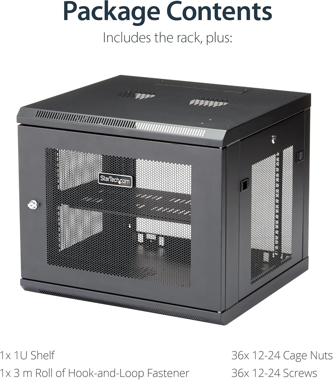 کابینت رک سرور دیواری 9 یونیت StarTech.com - رک شبکه 4 پایه با عمق قابل تنظیم (2 تا 19 اینچ) با مدیریت کابل (RK920WALM)