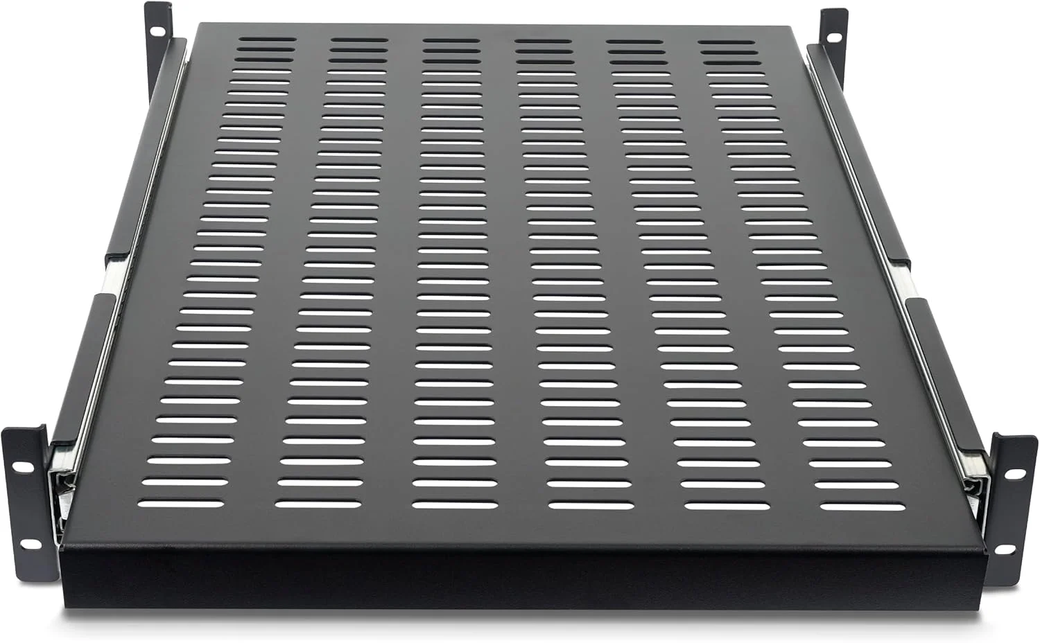 قفسه کشویی رک سرور 2U StarTech.com - عمق نصب قابل تنظیم - دارای تهویه - 50 پوند - قفسه رک 19 اینچی جهانی سنگین برای رک تجهیزات (UNISLDSHF19)، مشکی