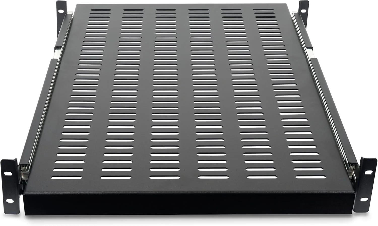 قفسه کشویی رک سرور 2U StarTech.com - عمق نصب قابل تنظیم - دارای تهویه - 50 پوند - قفسه رک 19 اینچی جهانی سنگین برای رک تجهیزات (UNISLDSHF19)، مشکی