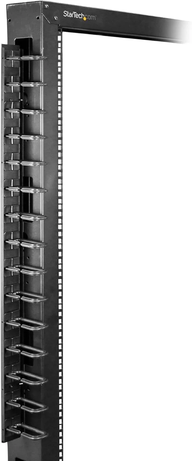 مدیریت کابل رک سرور عمودی 0U StarTech.com با قلاب های D-Ring - پنل مدیریت سیم رک شبکه 20U - سازمان دهنده سیم 3 فوتی (CMVER20UD)