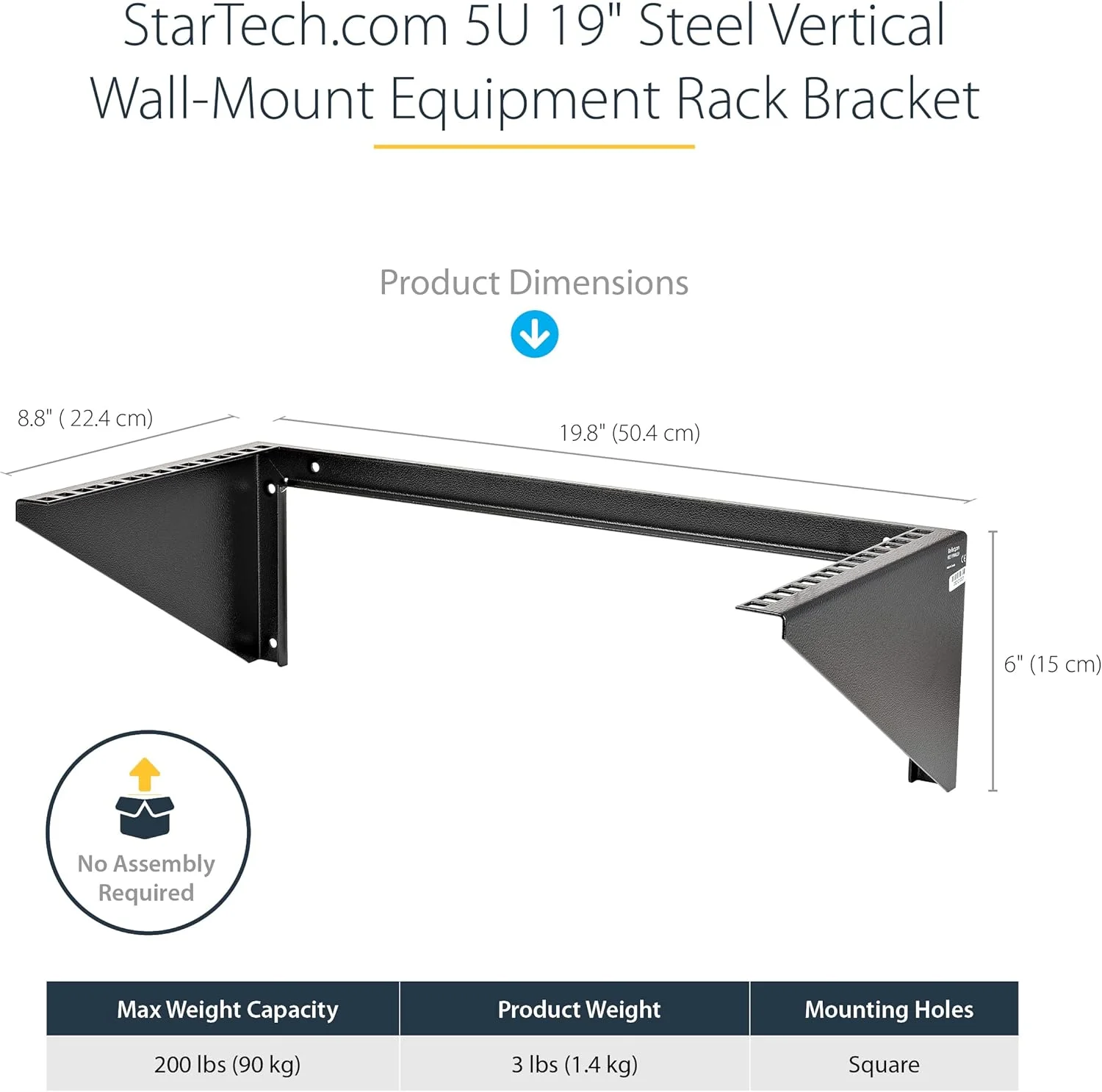 رک دیواری عمودی 5 یونیت StarTech.com - براکت نصب دیواری باز و کم حجم 19 اینچی - مناسب برای اتاق شبکه/سرور/دیتا/AV/IT/پچ پنل/تجهیزات ارتباطی/کامپیوتر - همراه با مهره و پیچ قفسی (RK519WALLV)