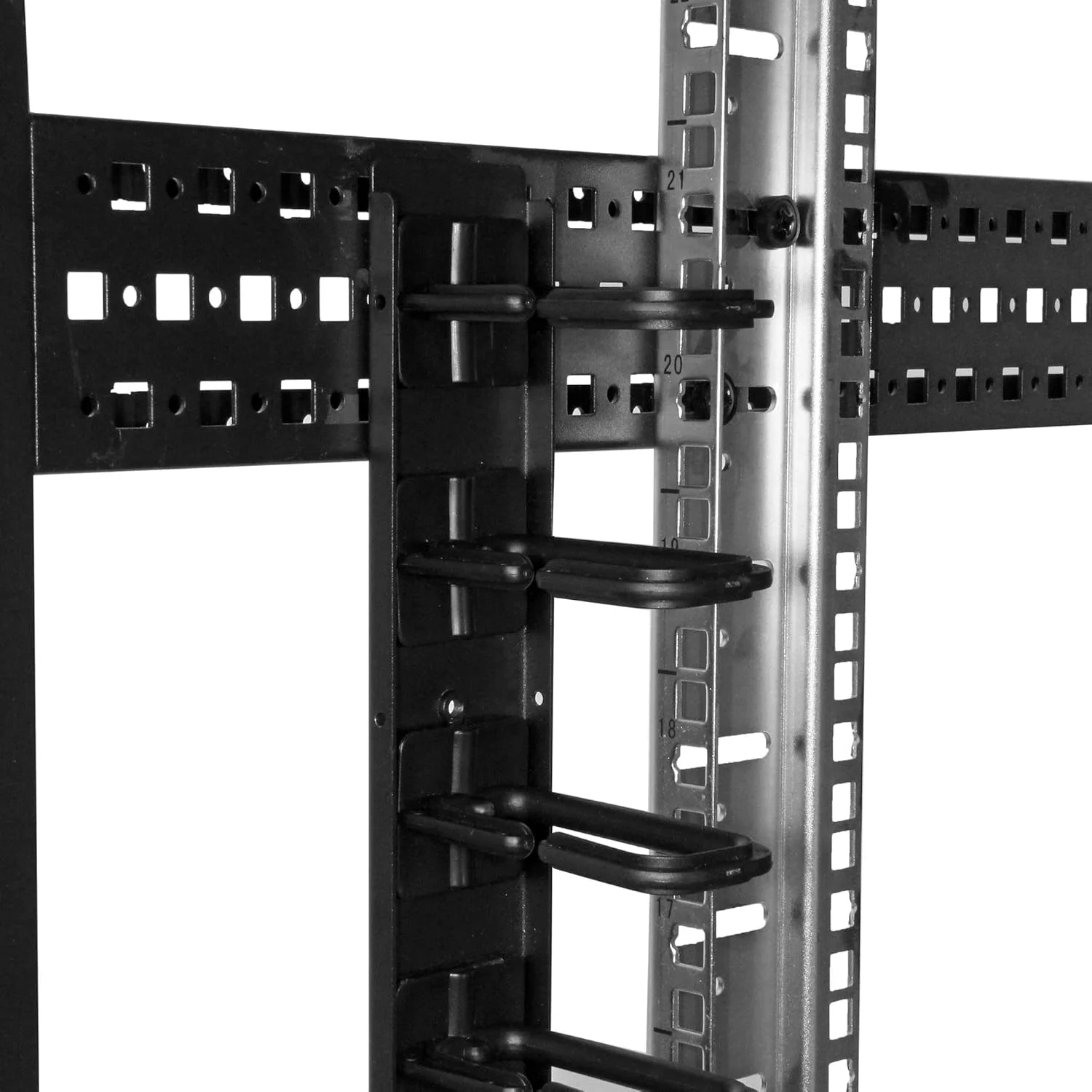 مدیریت کابل رک سرور عمودی 0U StarTech.com با قلاب های D-Ring - پنل مدیریت سیم رک شبکه 20U - سازمان دهنده سیم 3 فوتی (CMVER20UD)