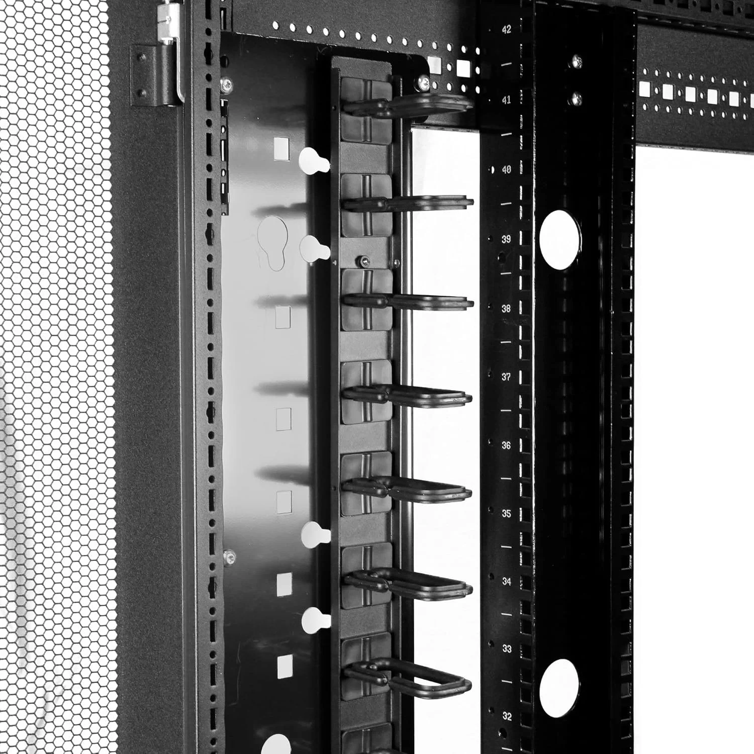 مدیریت کابل رک سرور عمودی 0U StarTech.com با قلاب های D-Ring - پنل مدیریت سیم رک شبکه 20U - سازمان دهنده سیم 3 فوتی (CMVER20UD)